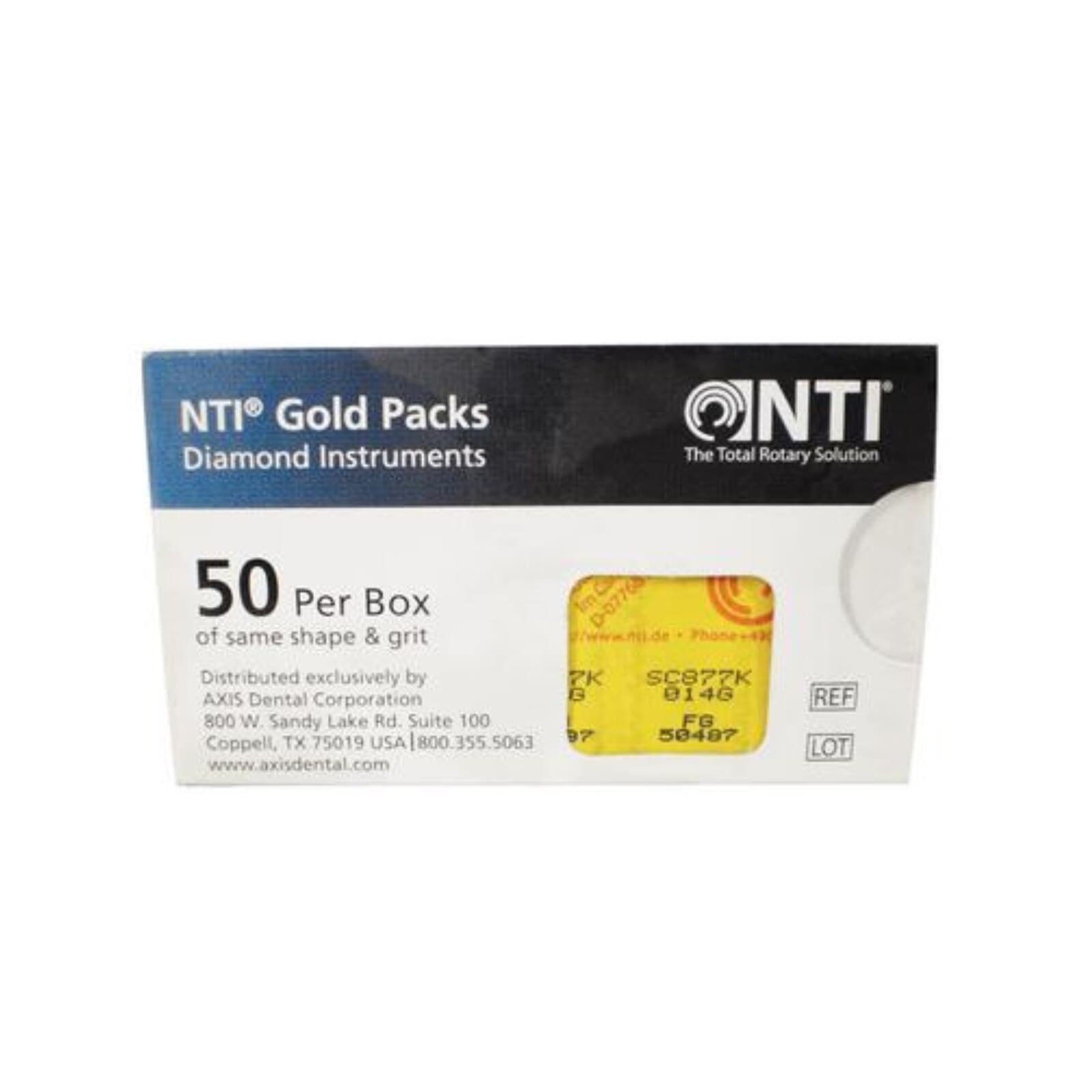 NTI FG Diamond Bur, Coarse Grit, Beveled Cylinder, Friction Grip, 1.2 mm Diameter x 8.0 mm, Gold Pack of 50, C885-012G thumbnail 2