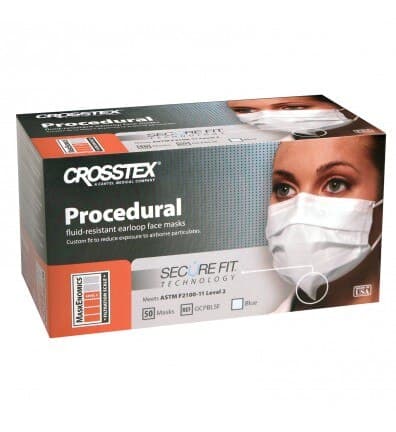 Crosstex Secure Fit™ Procedural Earloop Face Mask, ASTM Level 2, Blue, 50/Box, GCPBLSF thumbnail 12