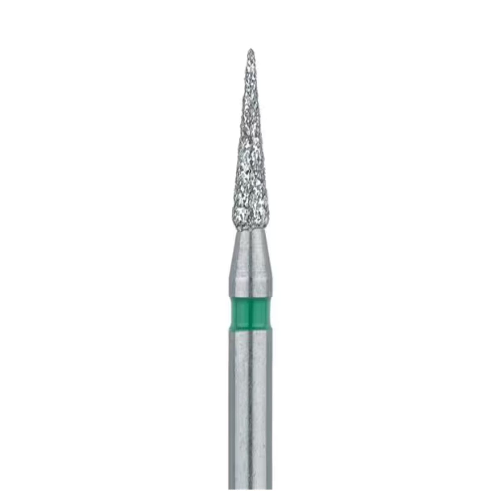 Meisinger 898G-014-FG Coarse Diamond Bur, Needle/Christmas Tree Shape, Friction Grip, 1.4 mm Head Diameter, 6.0 mm Head Length, Green Ring, 5/Pkg thumbnail 3