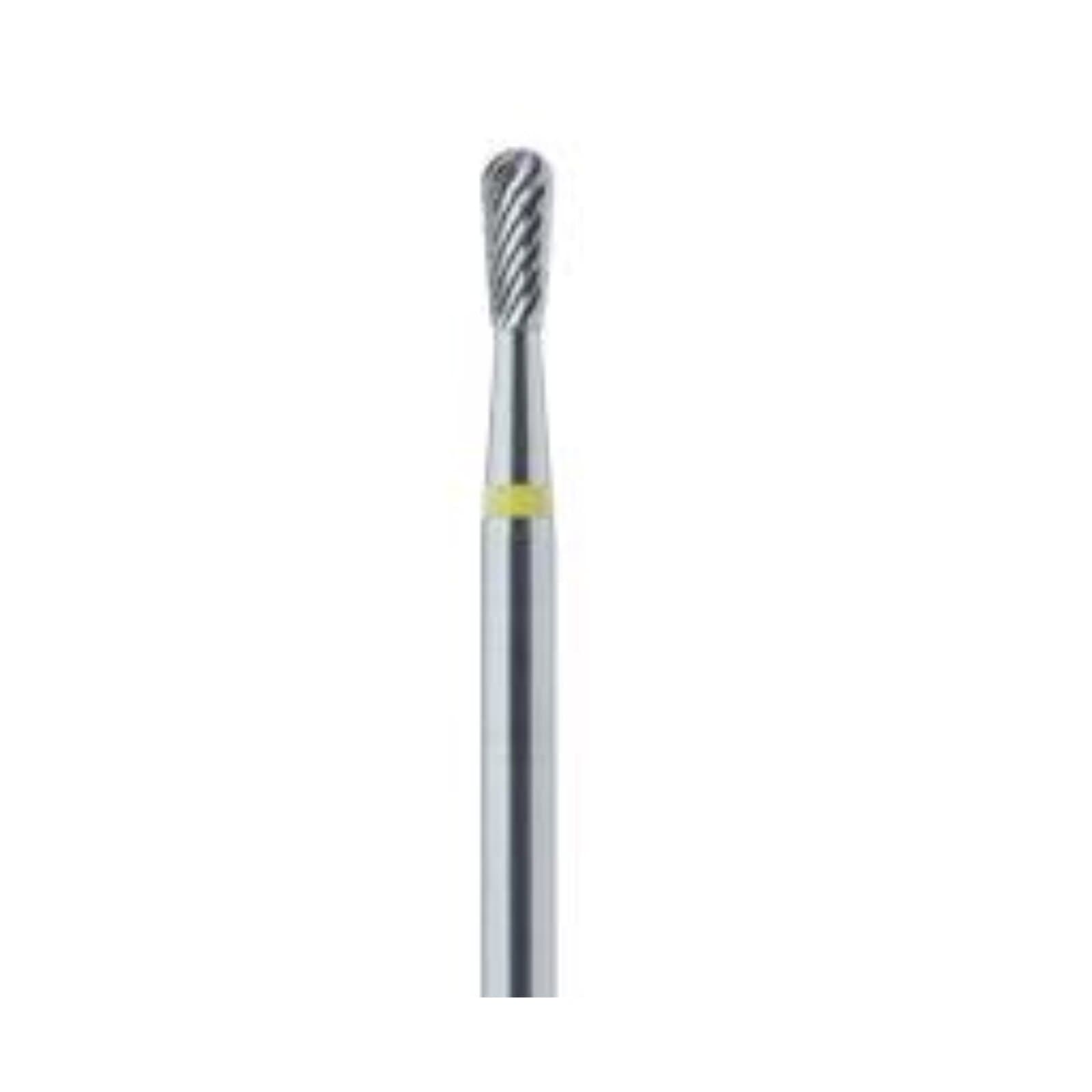 Meisinger Tungsten Carbide Cutter, Lab Pear, X-Cut Extra Fine, Yellow Ring, HP, 2.3 mm Diameter, 5.5 mm Head Length, HM77EX-023 thumbnail 2
