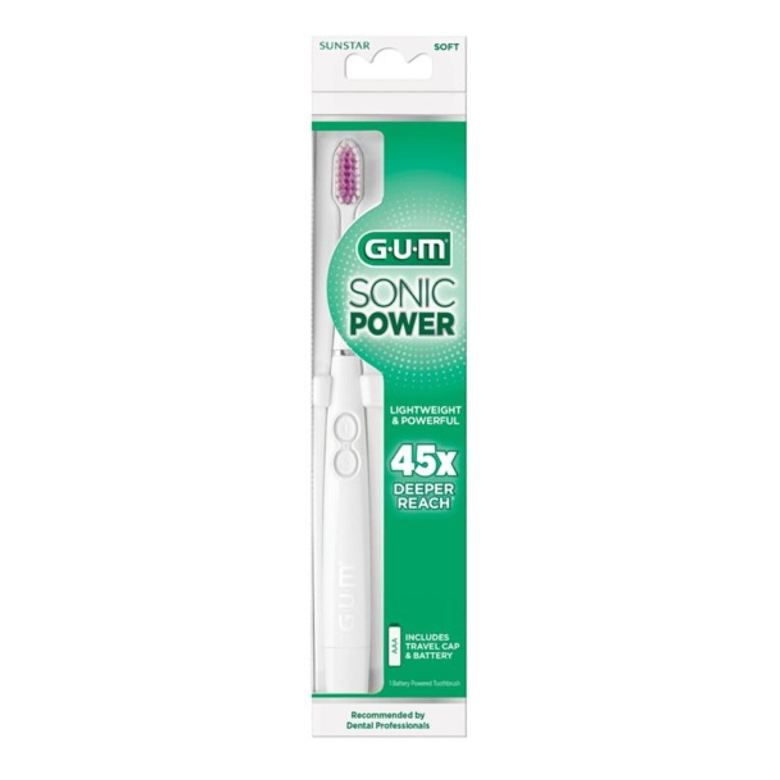 GUM Sonic Power Toothbrush, White Handle, 12/Pk, 4100UTW - GUM Sonic Power Toothbrush 12/Pk White - Image 1