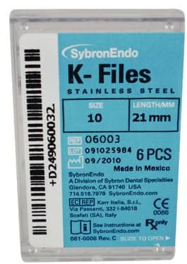 Kerr (SybronEndo) K-Files Stainless Steel, Size #10, 21mm, Purple, 6/Pack, 06003 thumbnail 13