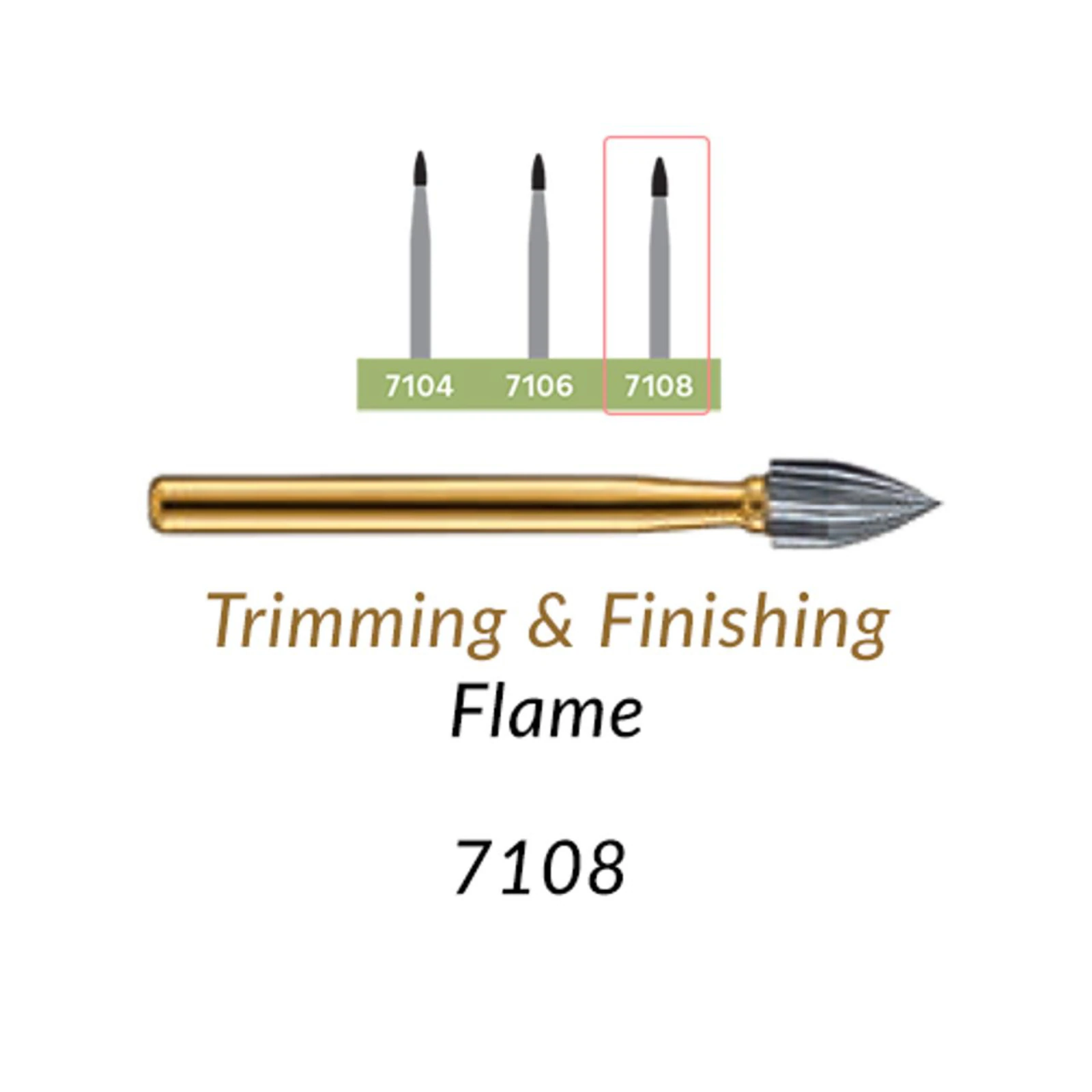 KavoKerr Beavers Trimming & Finishing Carbide Burs FG 7108, 10/Pk - Trimming & Finishing Carbide Burs FG 7108 10/Pk - Image 1