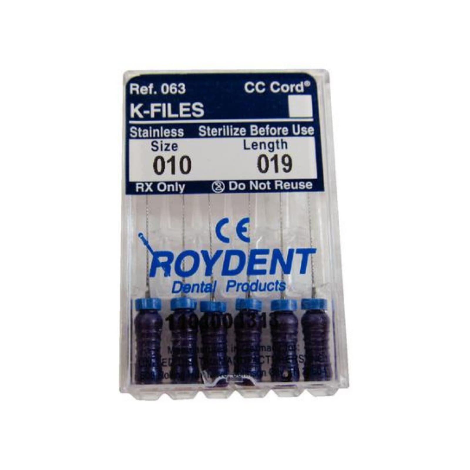 Roydent K-Type Files, Size #10, 19mm, Stainless Steel with Silicone Stops, 6/Pkg, 06319010R thumbnail 3