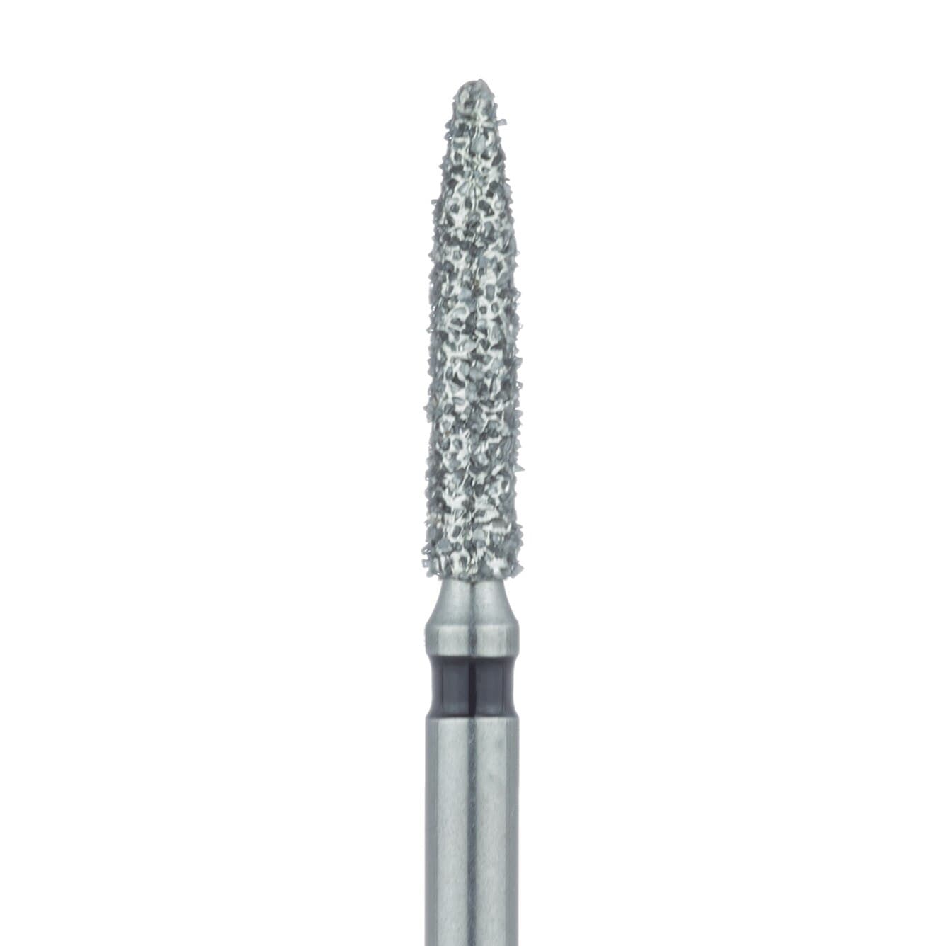 Meisinger 862H-016-FG Diamond Bur, Super Coarse (X-Coarse), Flame Shape, Friction Grip, 1.6 mm Head Diameter, 8 mm Working Length, Black Ring, 5/Pack thumbnail 3