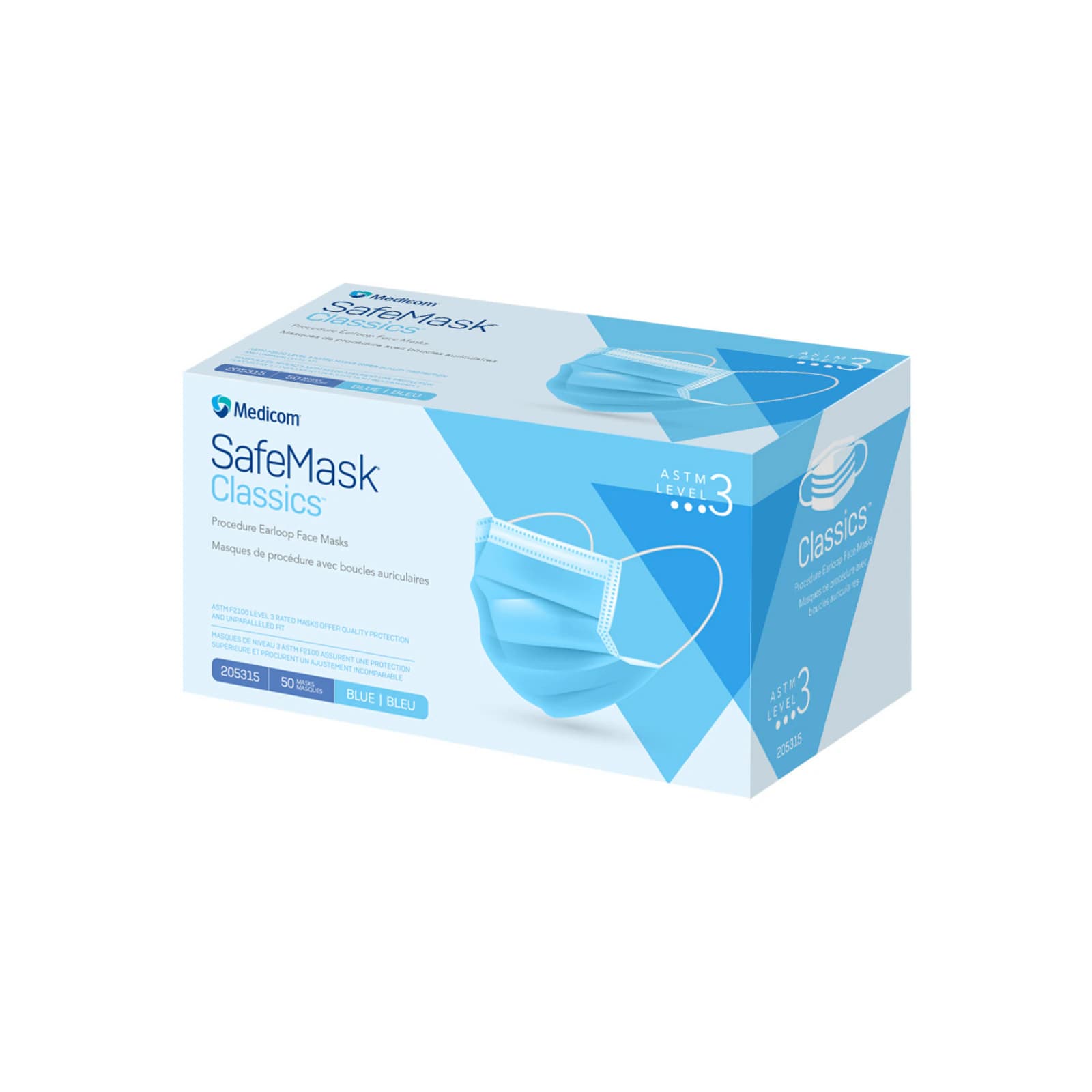 SafeMask® Classics™ Procedure Face Mask, ASTM Level 3, Earloop, Blue, 50/Box, 205315 thumbnail 15