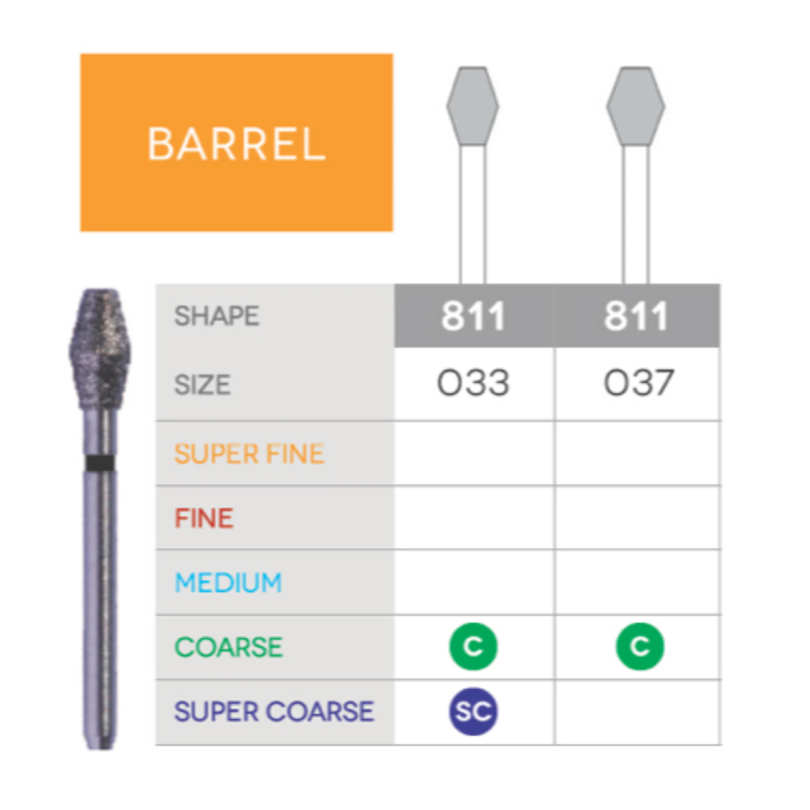 Sabur Barrel Diamond 811-037C, Multi-Use, 10/Pk - Sabur Barrel Diamond 811-037C 10/Pk - Image 1