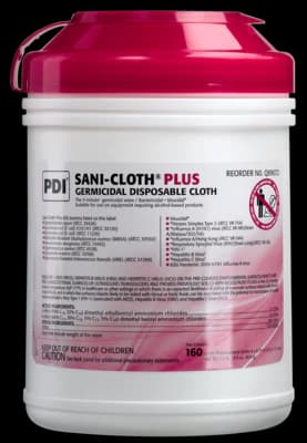 Sani-Cloth Plus Germicidal Disposable Wipes, Large, 6" x 6.75", 160 Wipes/Canister, Q89072 thumbnail 11