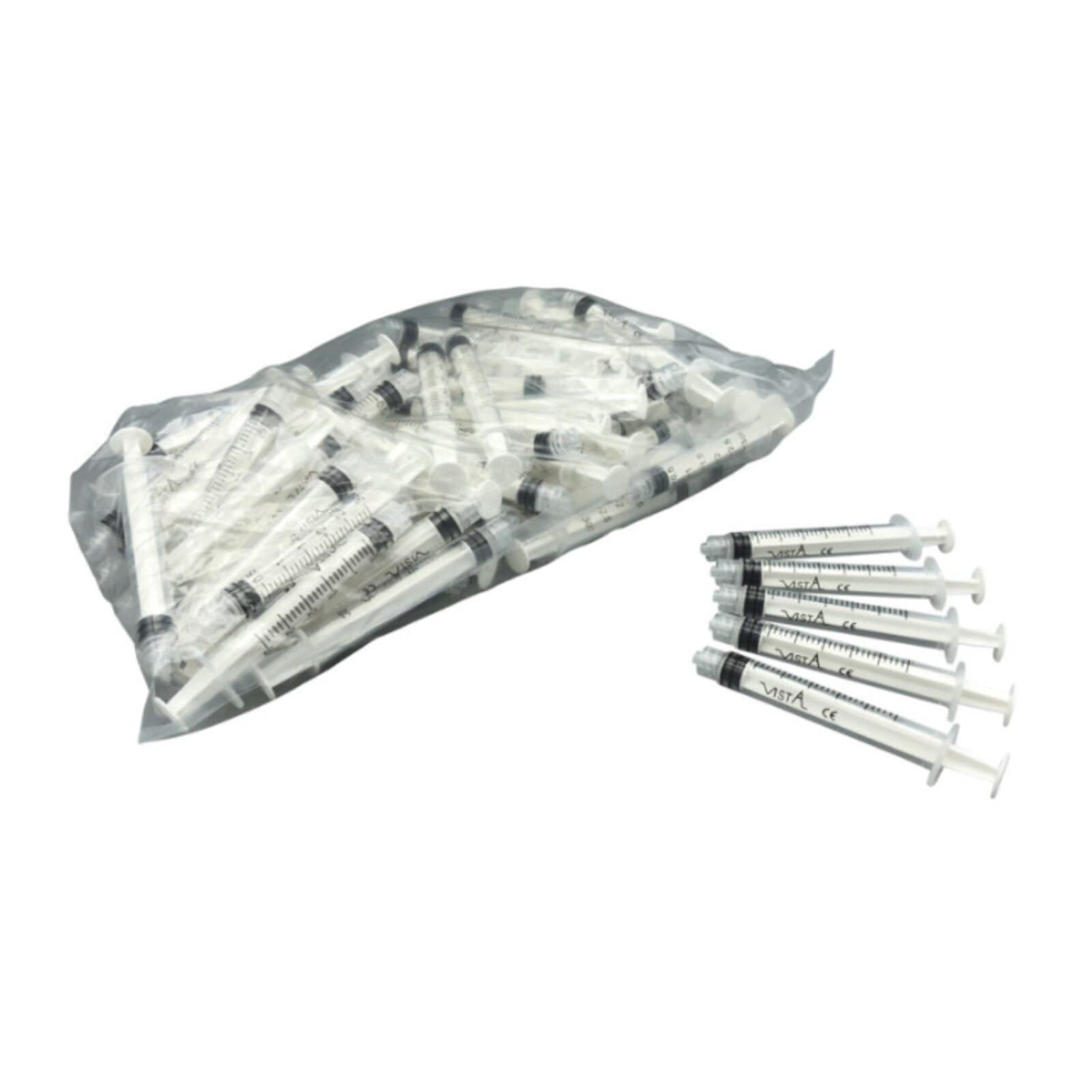 Vista Apex Colored Luer Lock Irrigating Syringe, 3cc, White, 80/Pack, #317161 thumbnail 2