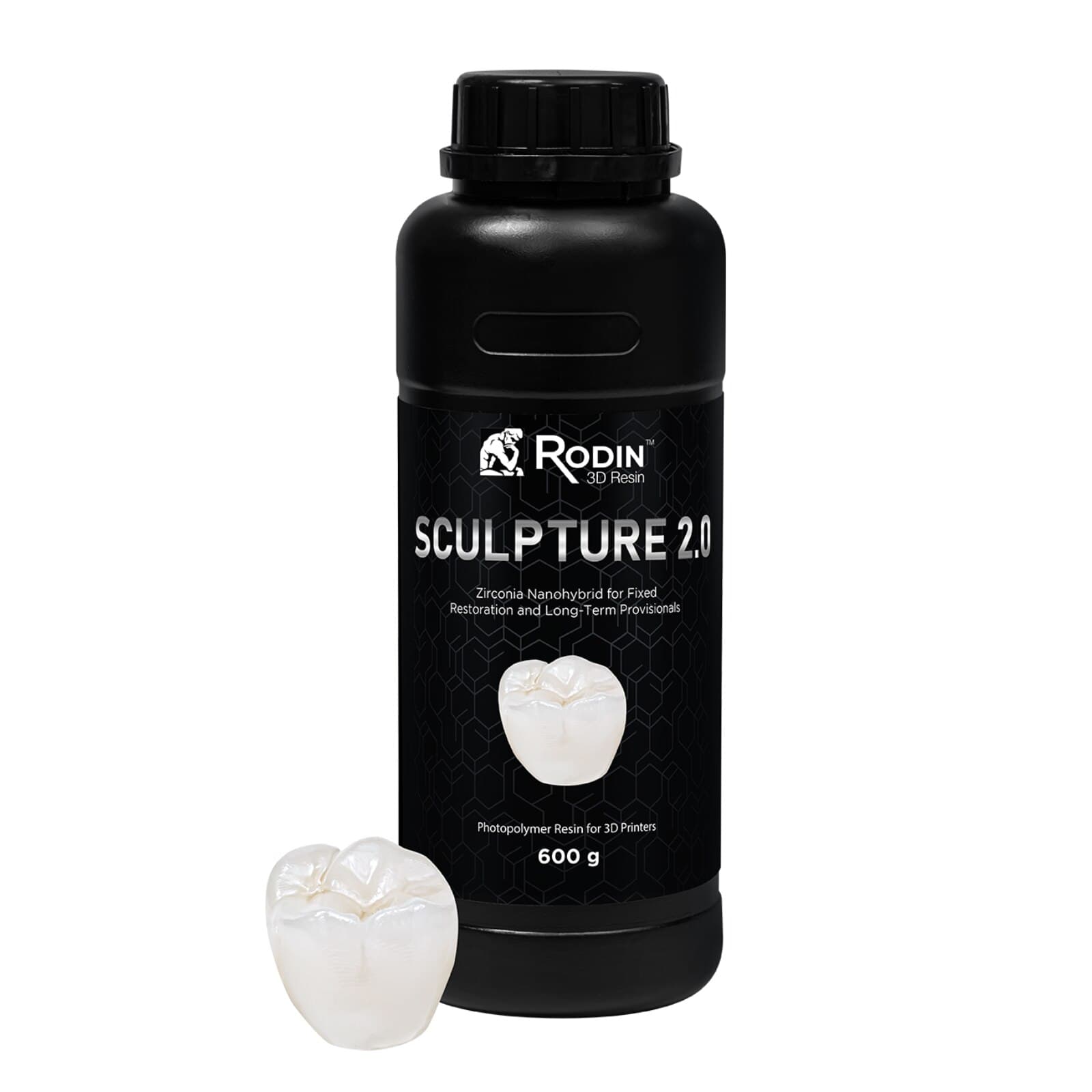 Pac-Dent Rodin Sculpture 2.0 Ceramic Nanohybrid 3D Resin, Shade B2, 600g Bottle, 1/Pk, 23890 thumbnail 2