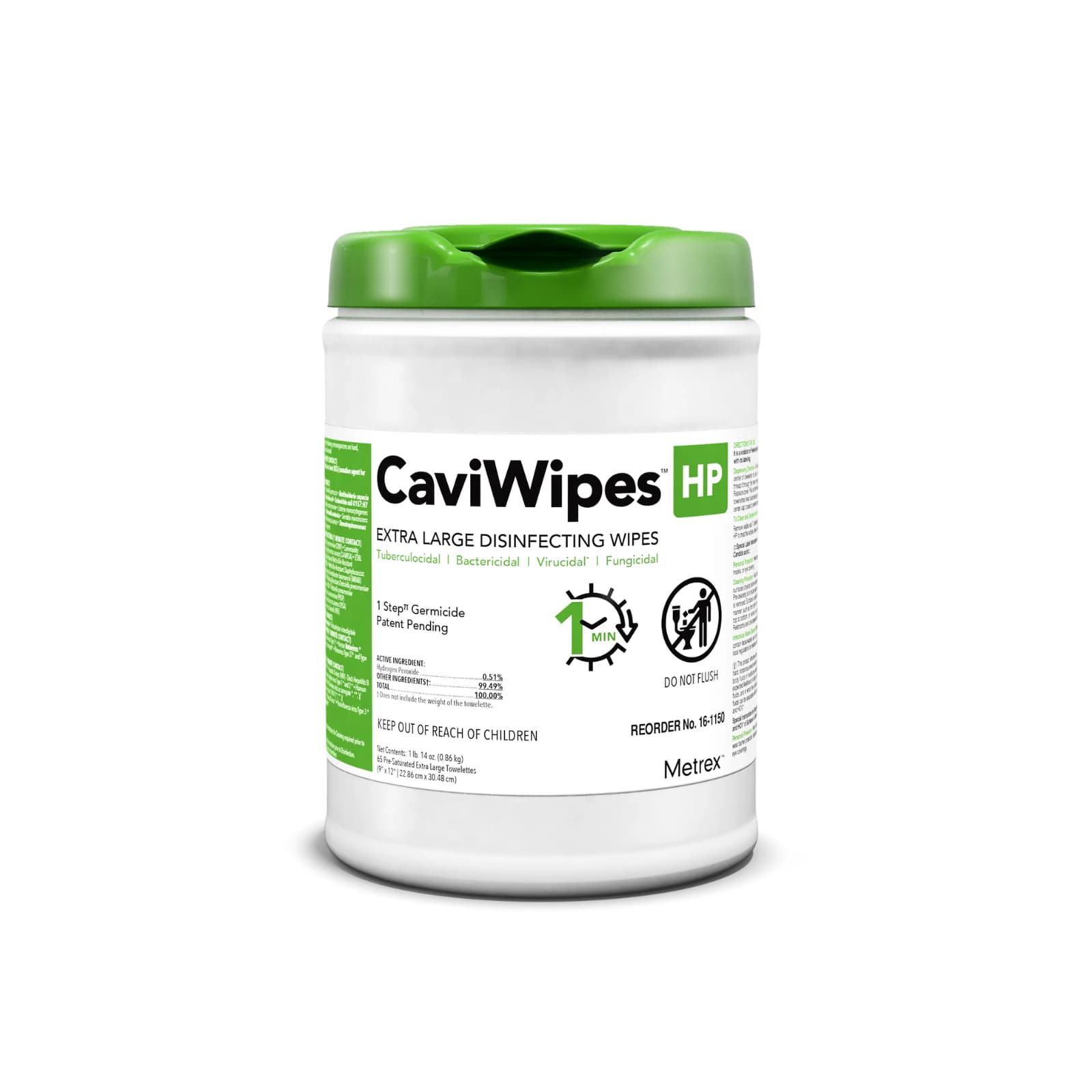 CaviWipes HP XL Disinfectant Towelettes, 9" x 12", 65/Canister, 16-1150 thumbnail 3