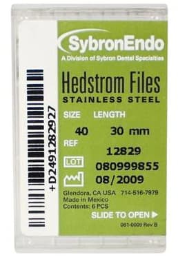 Sybron Endo Hedstrom Files, Stainless Steel, 30 mm, #40, Black, 6/Pk, 12829 thumbnail 3