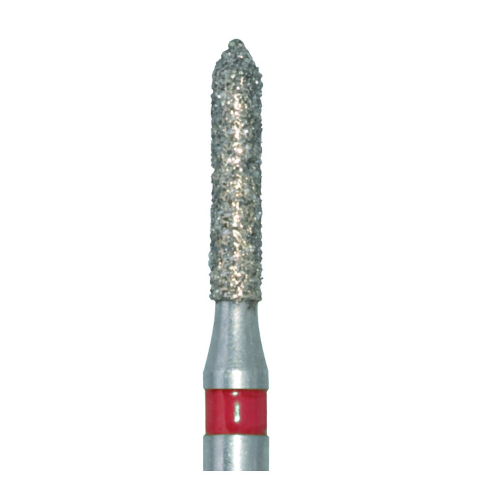 Meisinger 884F-012-FG Fine Diamond Bur, Pointed Cylinder, Bevel End, Friction Grip, 1.2 mm Head Diameter, 6.0 mm Head Length, Red Ring, 5/Pkg thumbnail 3