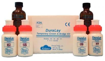 DuraLay Temporary Crown & Bridge Kit, Self-Curing Tooth-Shaded Acrylic, 4 Powders (Shades 62, 65, 69, 77) & 2 Liquids, 2503 thumbnail 2