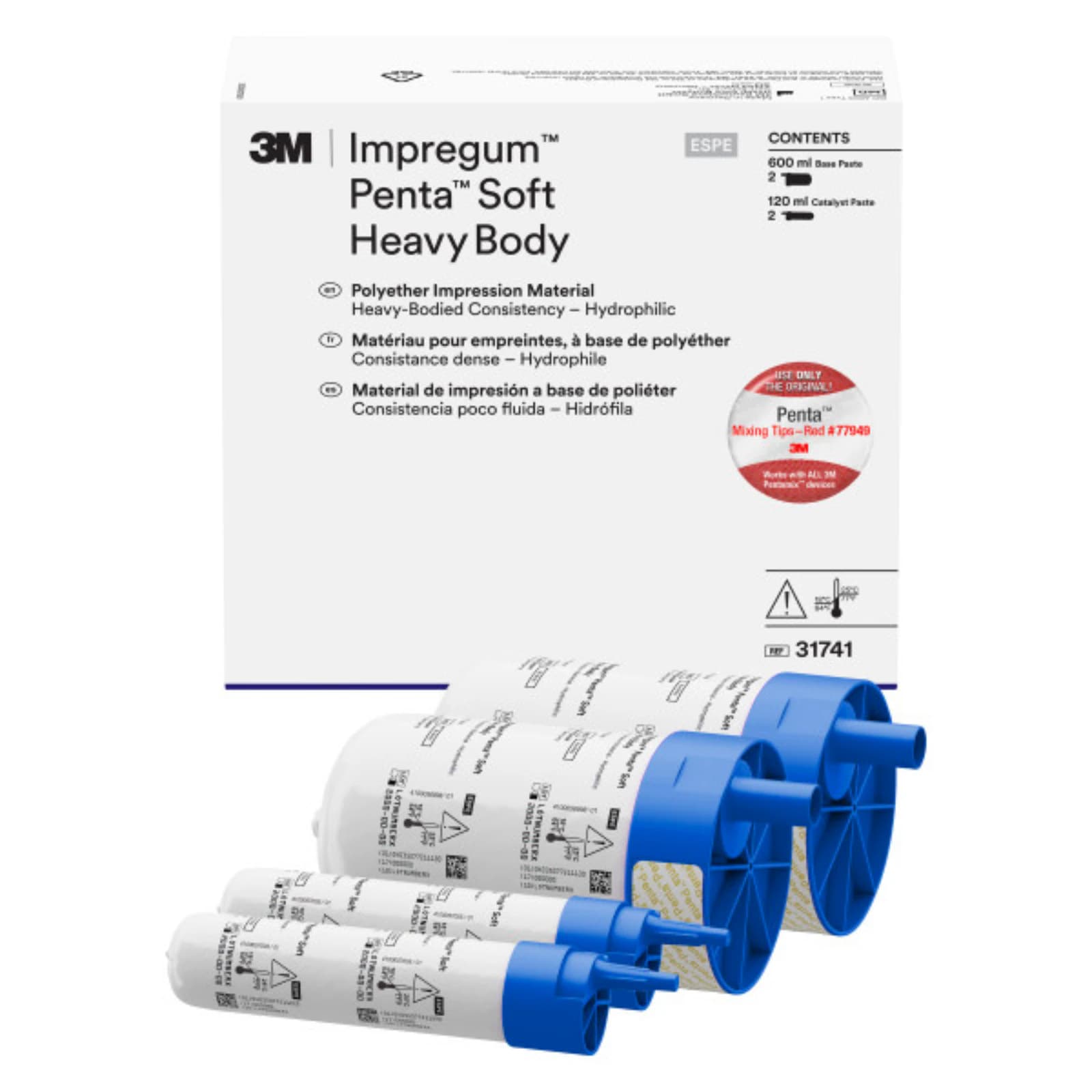 3M Impregum Penta Soft Heavy Body Polyether Impression Material Refill Kit, Dark Purple, 2 x 300 mL Base + 2 x 60 mL Catalyst, 31741 thumbnail 3