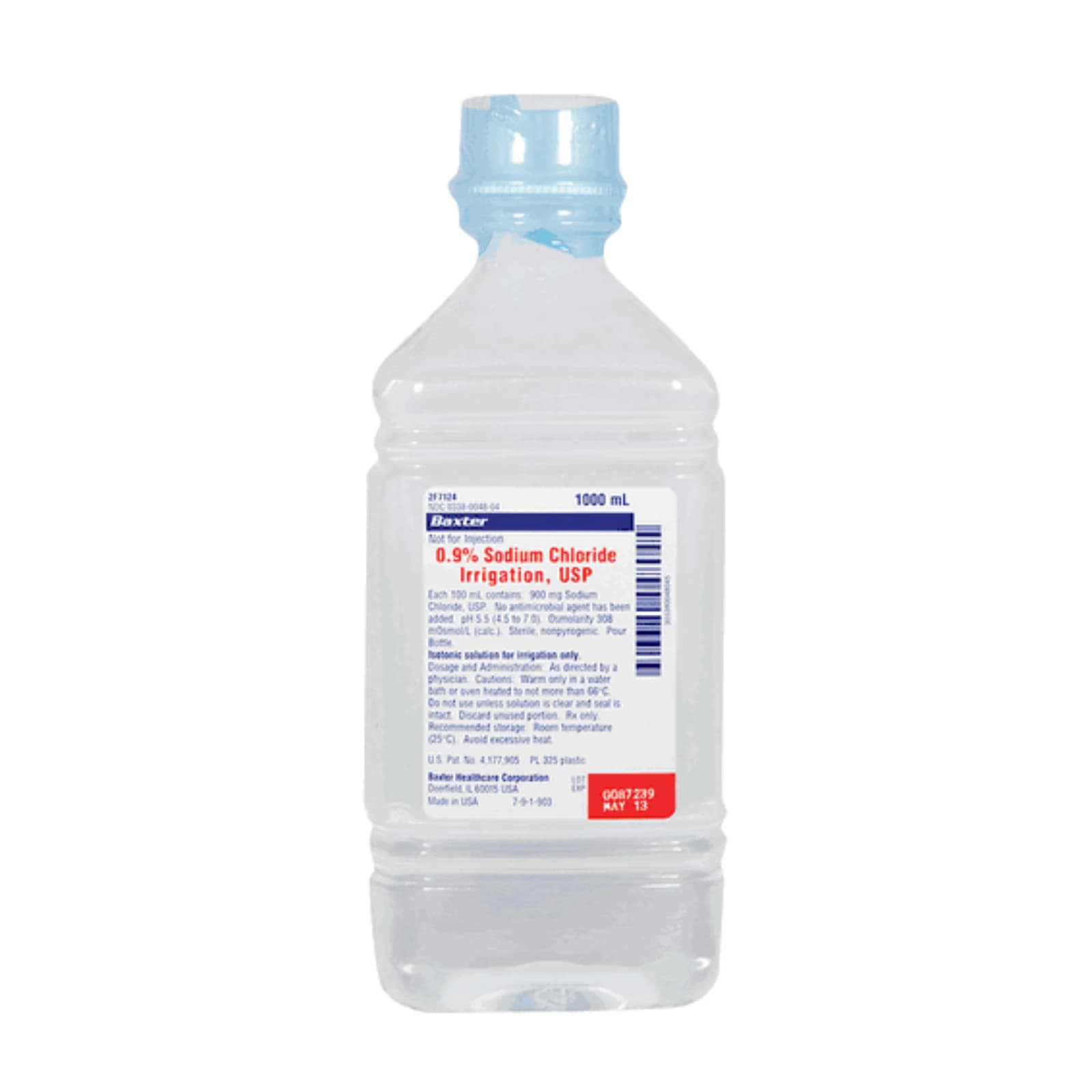 Baxter 0.9% Sodium Chloride Irrigation USP, 1000 mL Plastic Pour Bottle, 12/Case - Sodium Chloride Irrigation 0.9% 1000mL 12/Case - Image 1