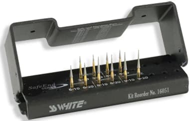 SS White Endo Safe End Endodontic Access Carbide Bur, FG, Tapered Fissure, Round Safe End, 1.4 mm Head Diameter, 0.5 mm Tip, 9 mm Head Length, 24 mm Shank, 5/Pkg, ESE-014 thumbnail 2
