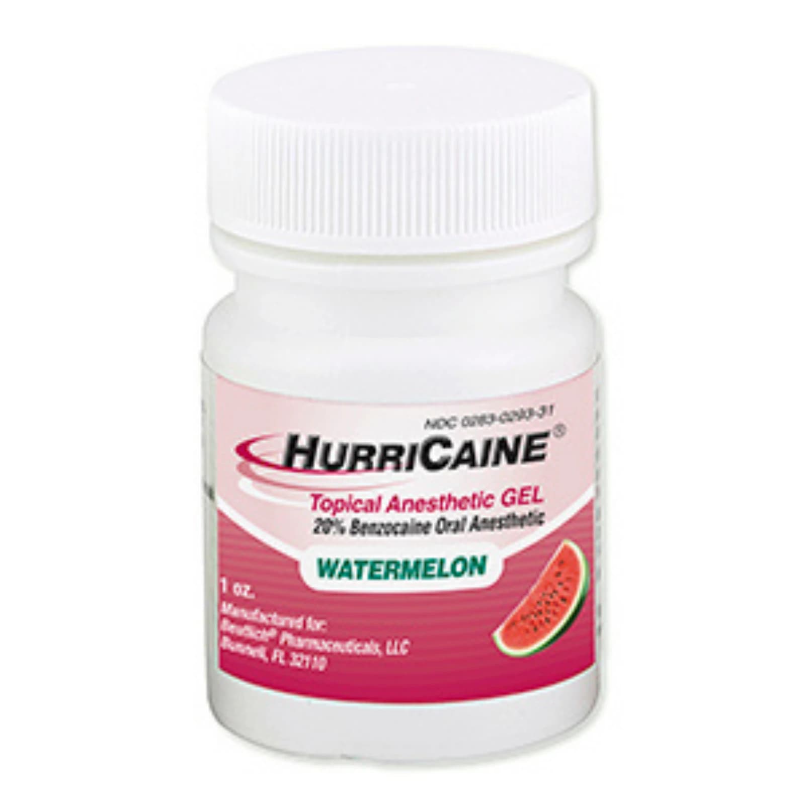 Hurricaine Topical Anesthetic Gel, Watermelon Flavor, 1 oz Bottle, 0293-31 - Hurricaine Topical Gel Watermelon 1oz/Jr - Image 1