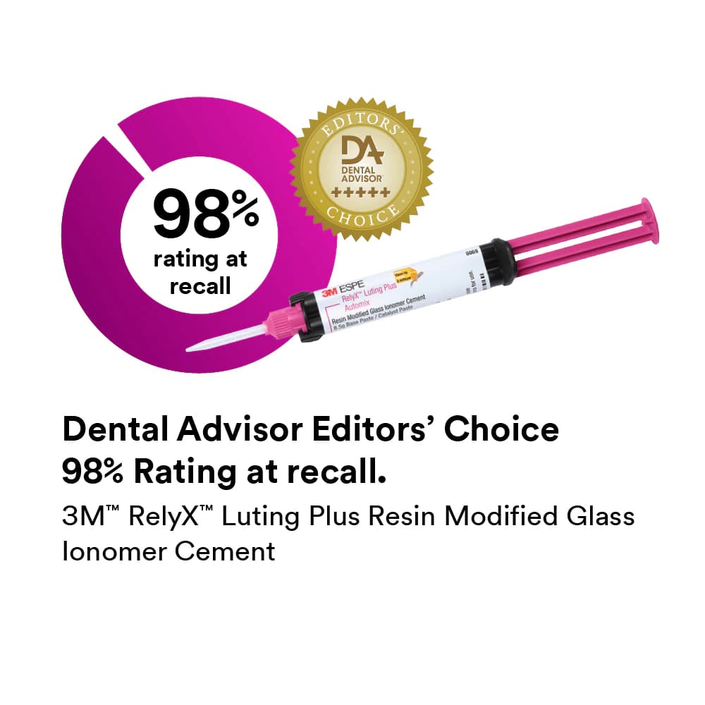RelyX Luting Plus Automix Resin-Modified Glass Ionomer Cement Trial Kit, 8.5 g Syringe, 12 Mixing Tips, 1/Kit, 3535TK thumbnail 9
