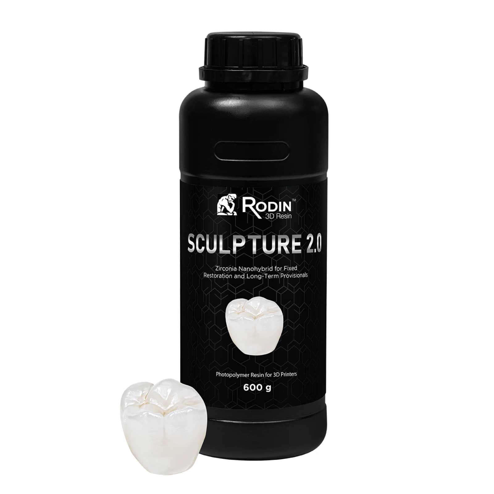 Pac-Dent Rodin Sculpture 2.0 Ceramic Nanohybrid 3D Printing Resin, Shade 0M1, 600g Bottle, #23888 thumbnail 2