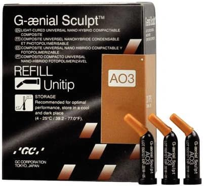 G-aenial Sculpt Universal Nano-Hybrid Composite, Shade AO3, 0.16 mL Unitip Refill, 10/Box, 009180 thumbnail 6