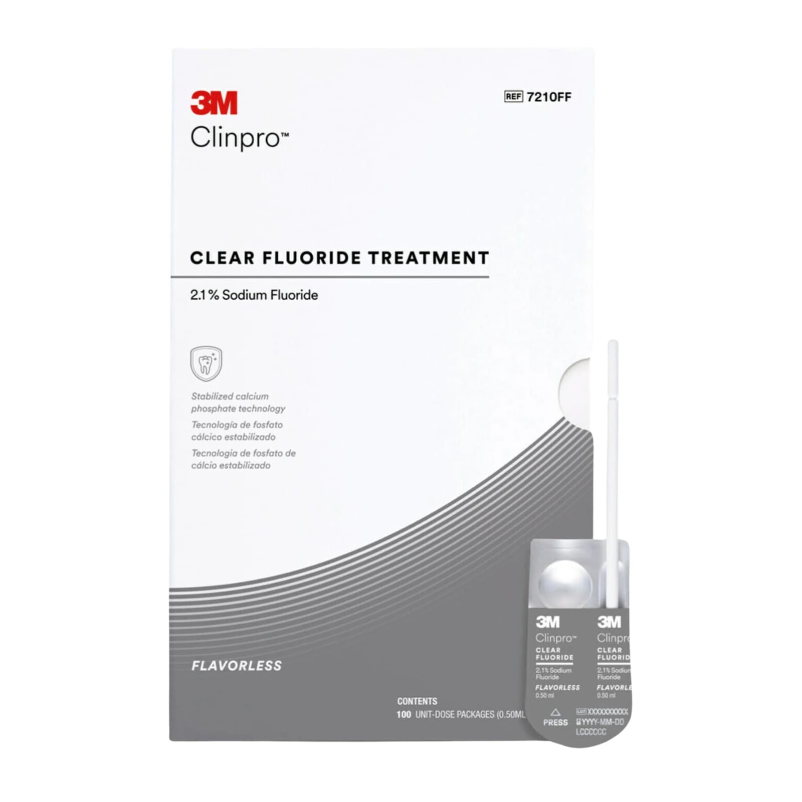 3M Clinpro Clear Fluoride Treatment, 2.1% Sodium Fluoride, Flavorless, 0.5 mL Unit Dose, 100/Pk, 7210FF thumbnail 3