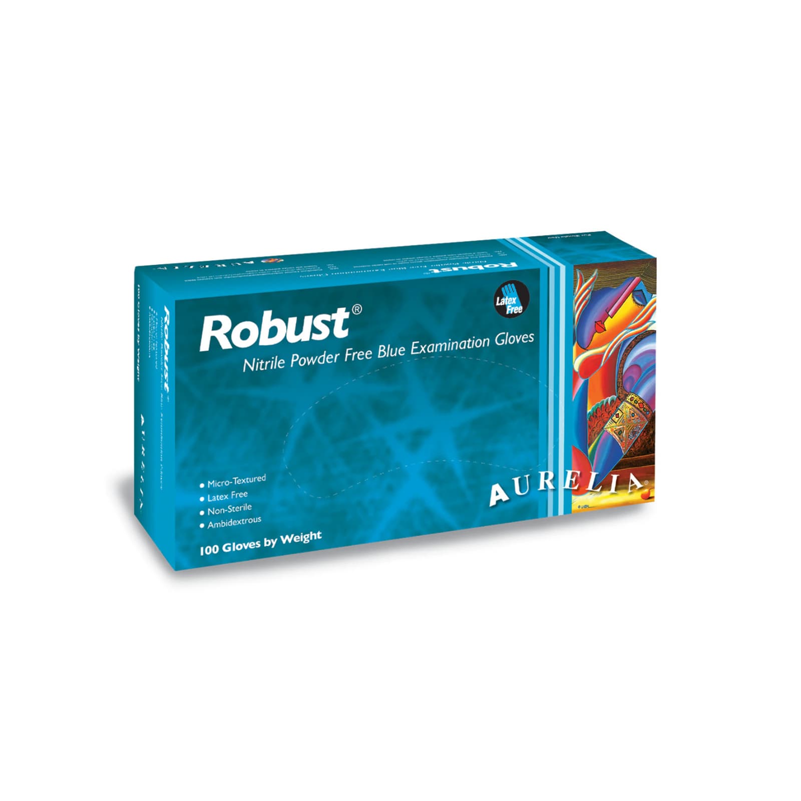 Aurelia Robust Nitrile Examination Gloves, Powder-Free, Non-Sterile, Medium, Blue, 100/Box thumbnail 2