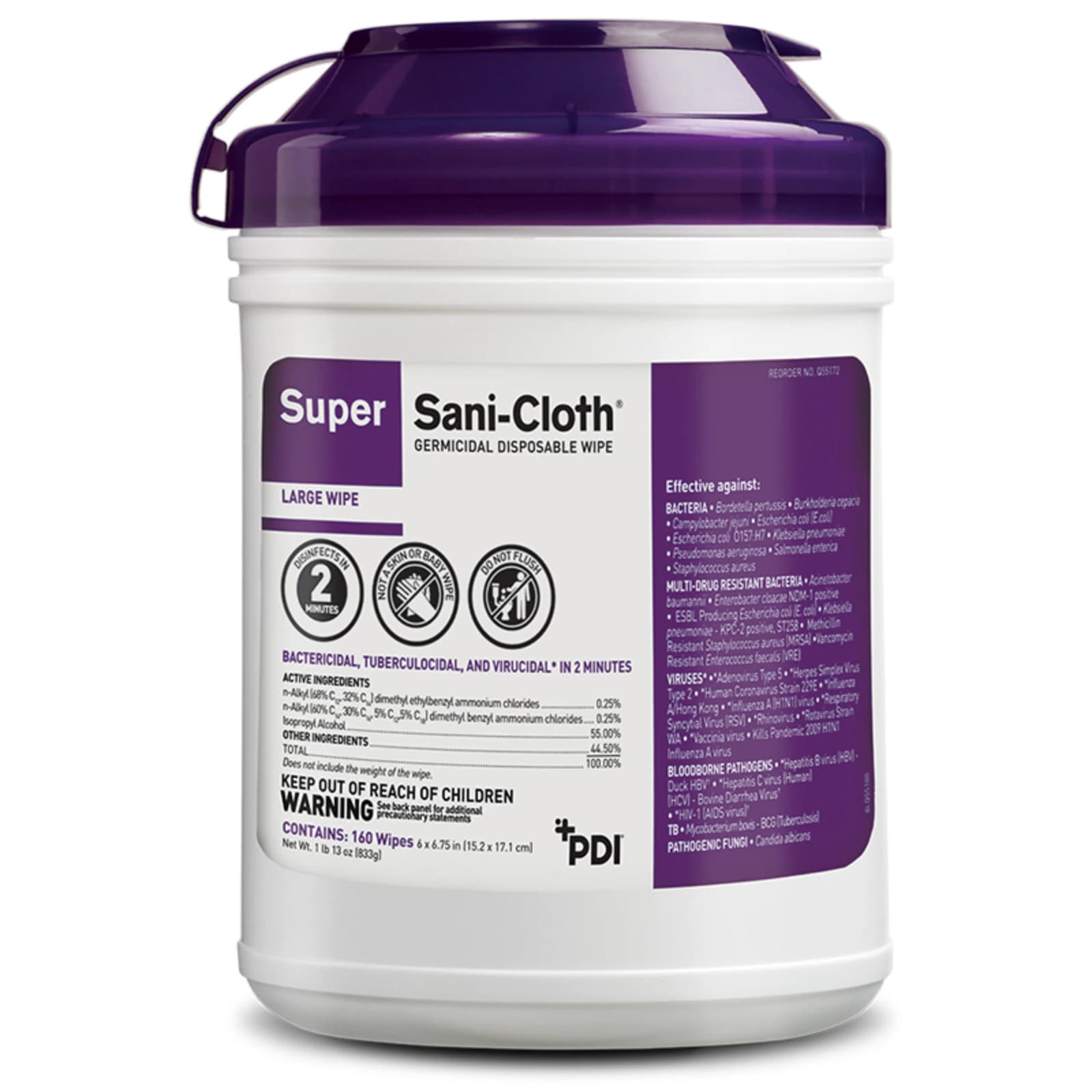 Super Sani-Cloth Germicidal Disposable Wipes, 5" x 8", 50 Wipes per Box, 10 Boxes per Case (500 Wipes Total) - Super Sani-Cloth Germicidal Wipes 5"x8" 50/Box x 10/Cs - Image 1