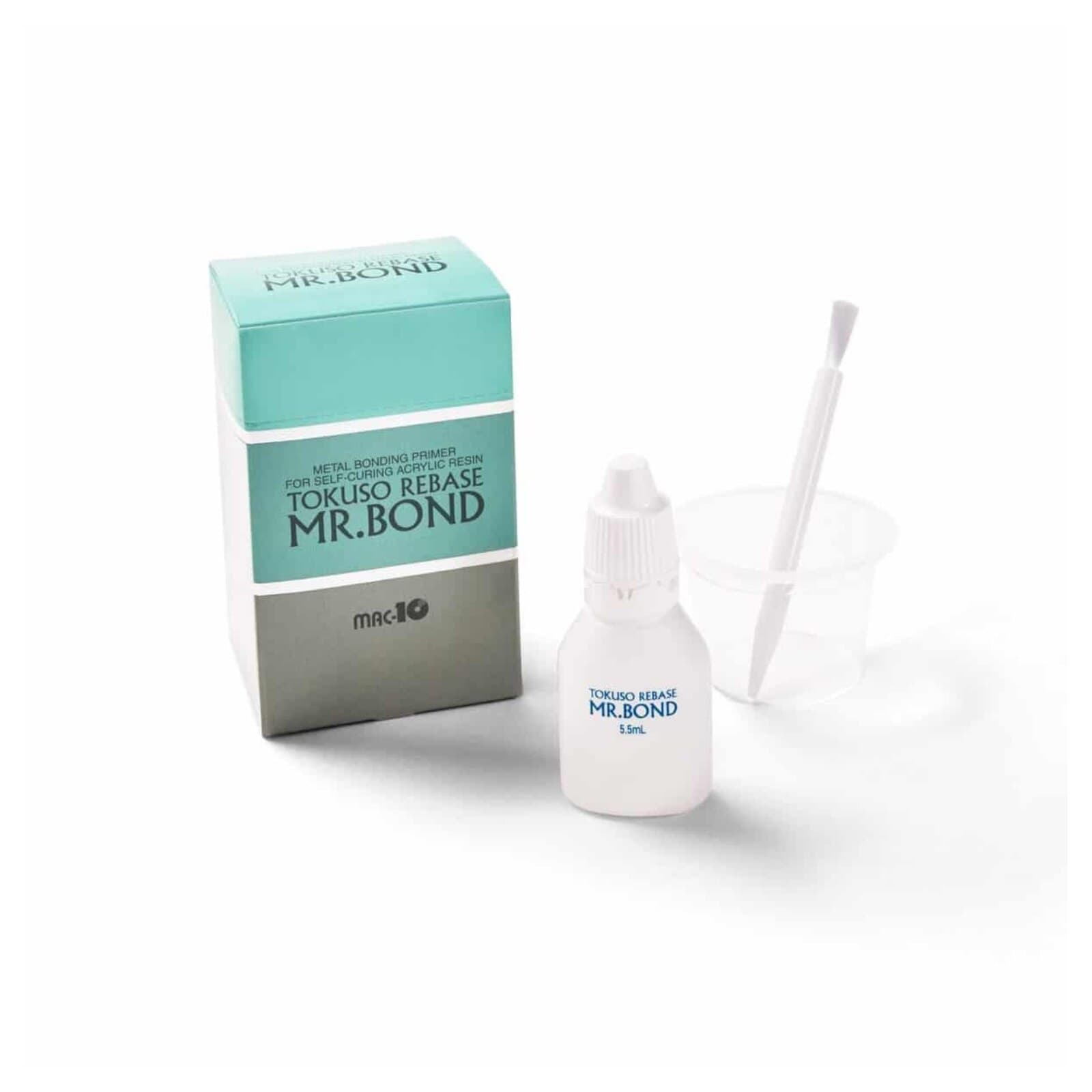 Tokuso® Rebase Mr. Bond Kit, Metal Primer for Self-Curing Acrylic Resin, 5.5mL Bottle with Brushes and Cup thumbnail 2