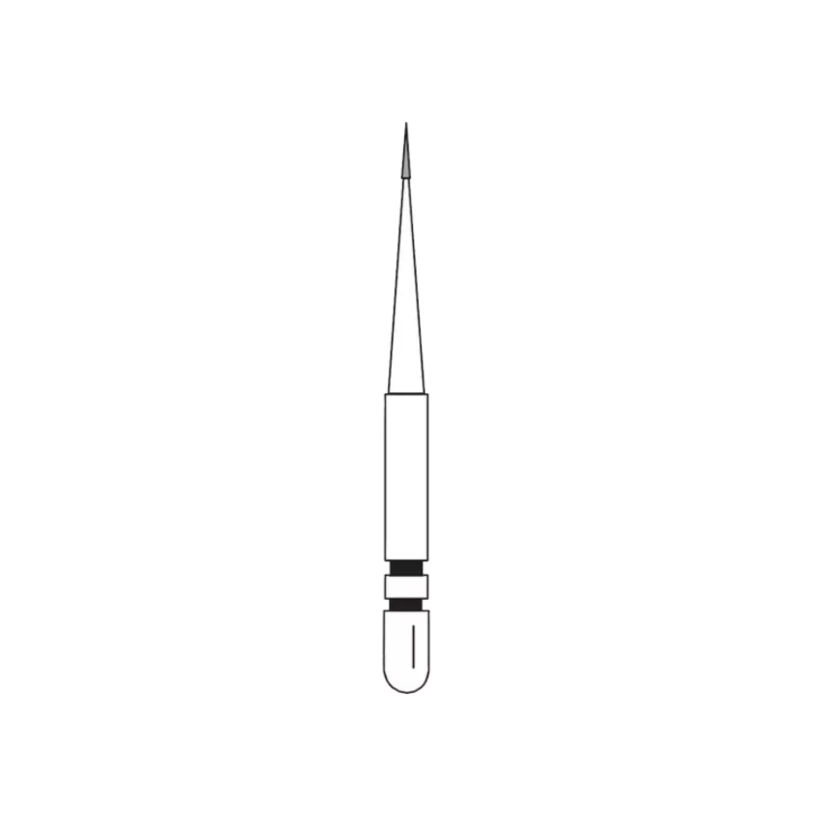Two Striper MFS Finishing Diamond Bur FG, #201, MF2 Extra Fine (20 micron), Flame/Needle, 0.6 mm Major/0.2 mm Minor Diameter, Pink Ring, 5/Pkg, 2015854 thumbnail 2