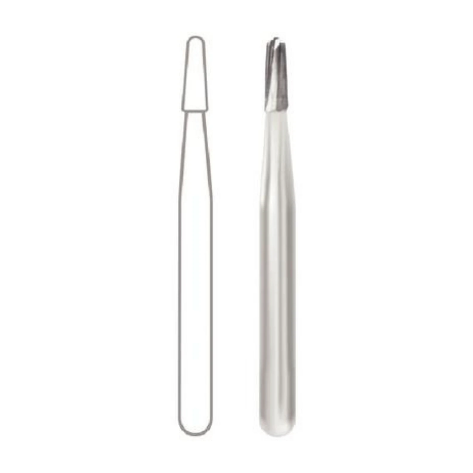 Midwest Operative Carbide Bur #1171, FG, Tapered Fissure Dome End, 1.2 mm Diameter, 3.7 mm Length, 6 Flutes, 100/Bag, 386273 thumbnail 2
