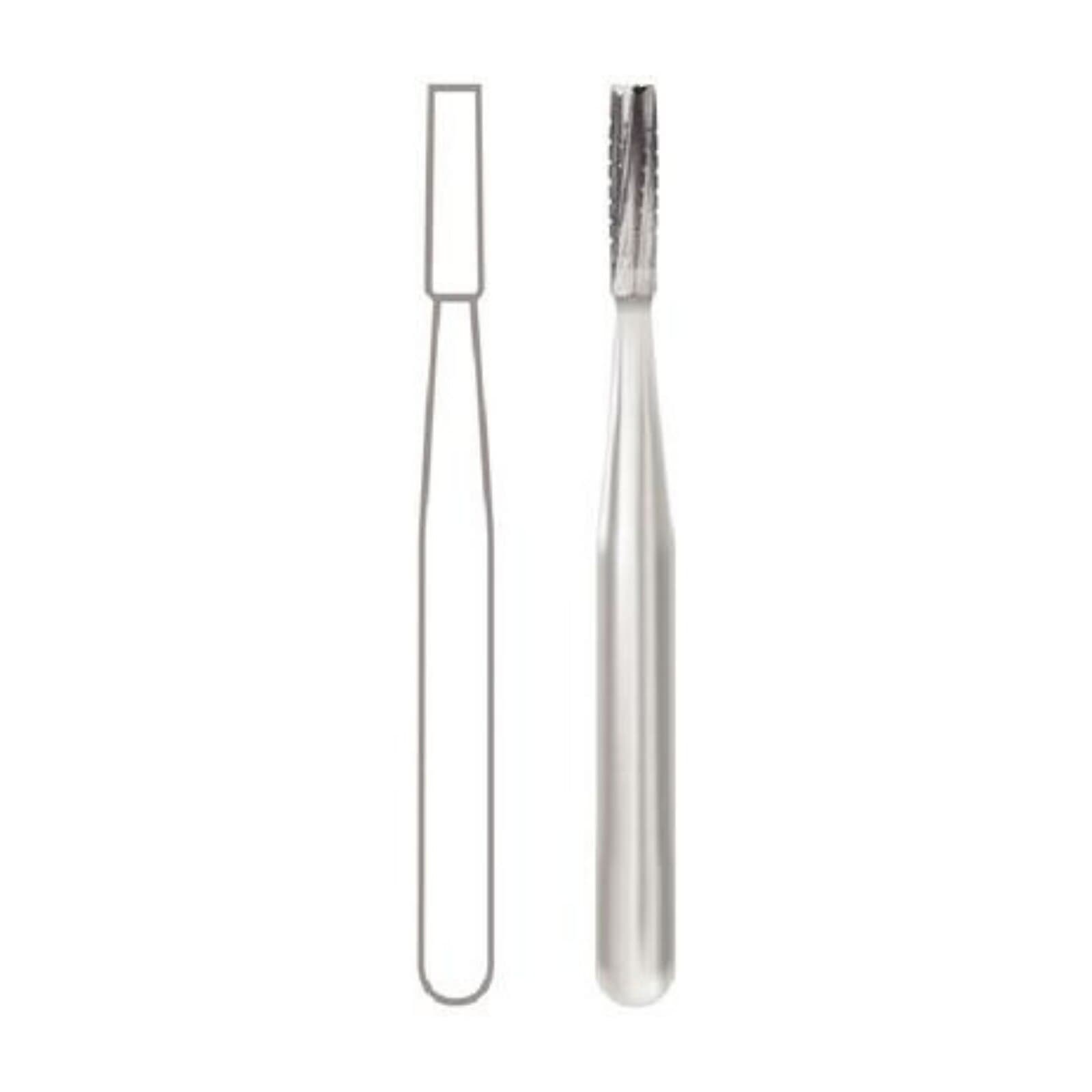 Midwest Operative Carbide Bur #557-L, FG, Straight Fissure, Flat End Crosscut, 6 Flutes, 1.0 mm Diameter, 4.9 mm Length, 100/Bag, 386291 thumbnail 2