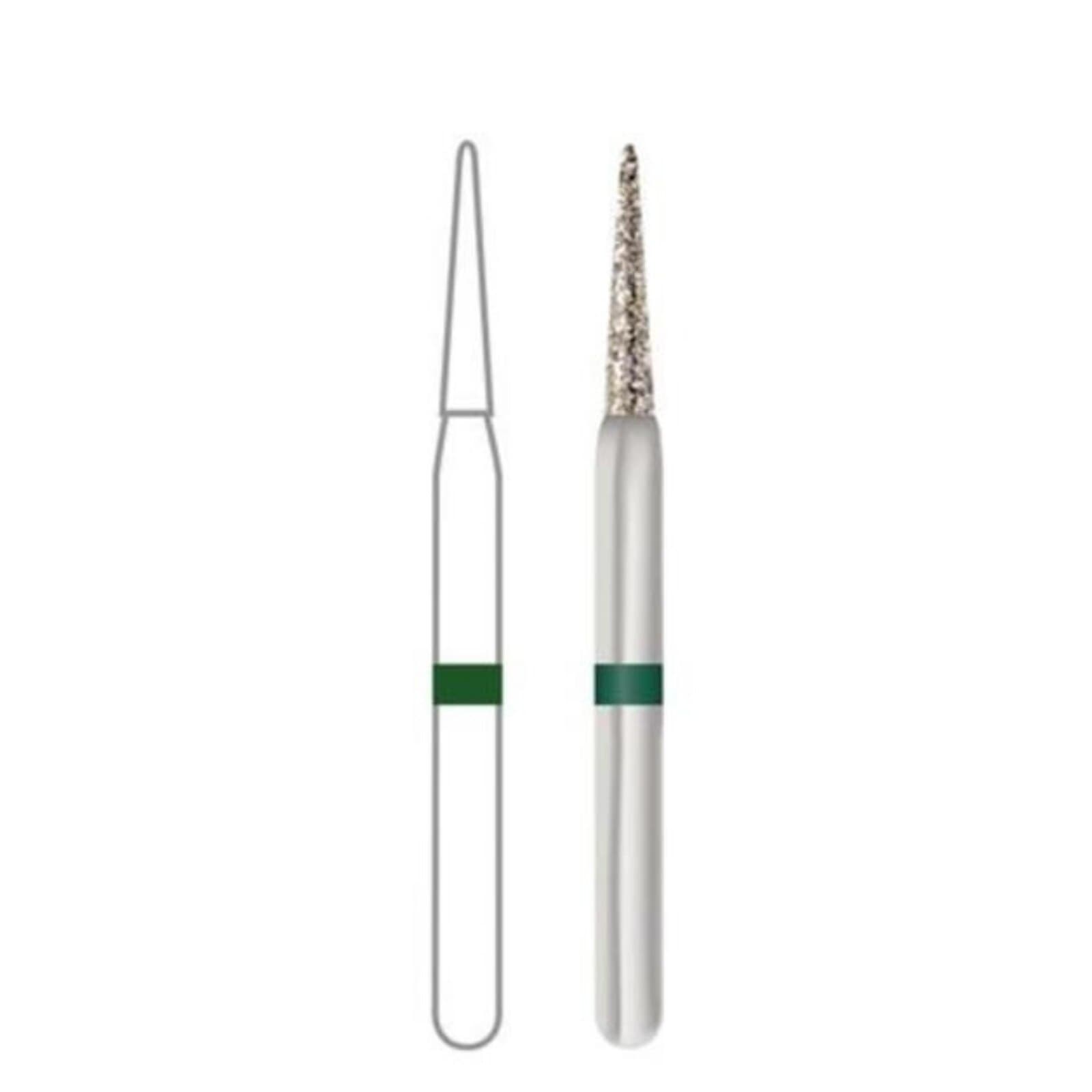Midwest ONCE Sterile Diamond Bur 858-014F, Fine Grit, Needle Shape, Friction Grip, 1.4 mm Diameter, 8.0 mm Length, 25/Pk, 1858014F thumbnail 9