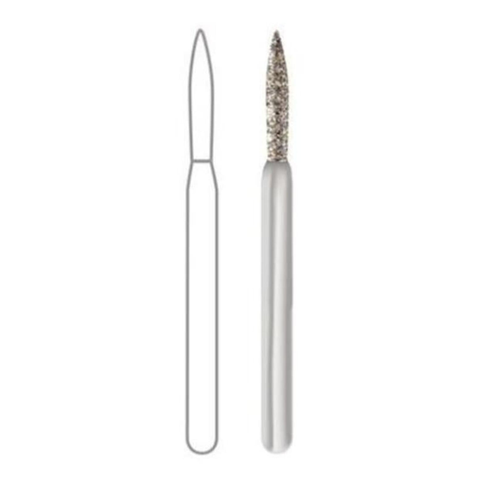 Midwest Once Sterile Single-Use Diamond Bur, FG, Medium Grit, Flame Shape, #862-012M, 1.2mm Diameter, 8.0mm Length, 25/Pkg, 1862012M - Midwest ONCE Sterile Diamond Burs 862-012M 25/Pk - Image 1