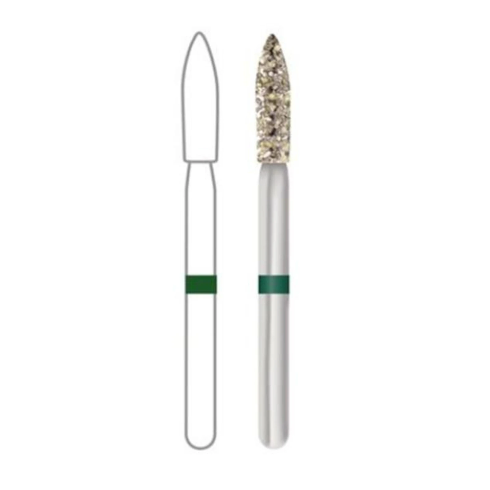 Midwest ONCE Sterile Diamond Bur 862-016C, Coarse, Flame, Friction Grip, 1.6 mm Diameter, 8.0 mm Length, 25/Pk, 1862016C - Midwest ONCE Sterile Diamond Burs 862-016C 25/Pk - Image 1