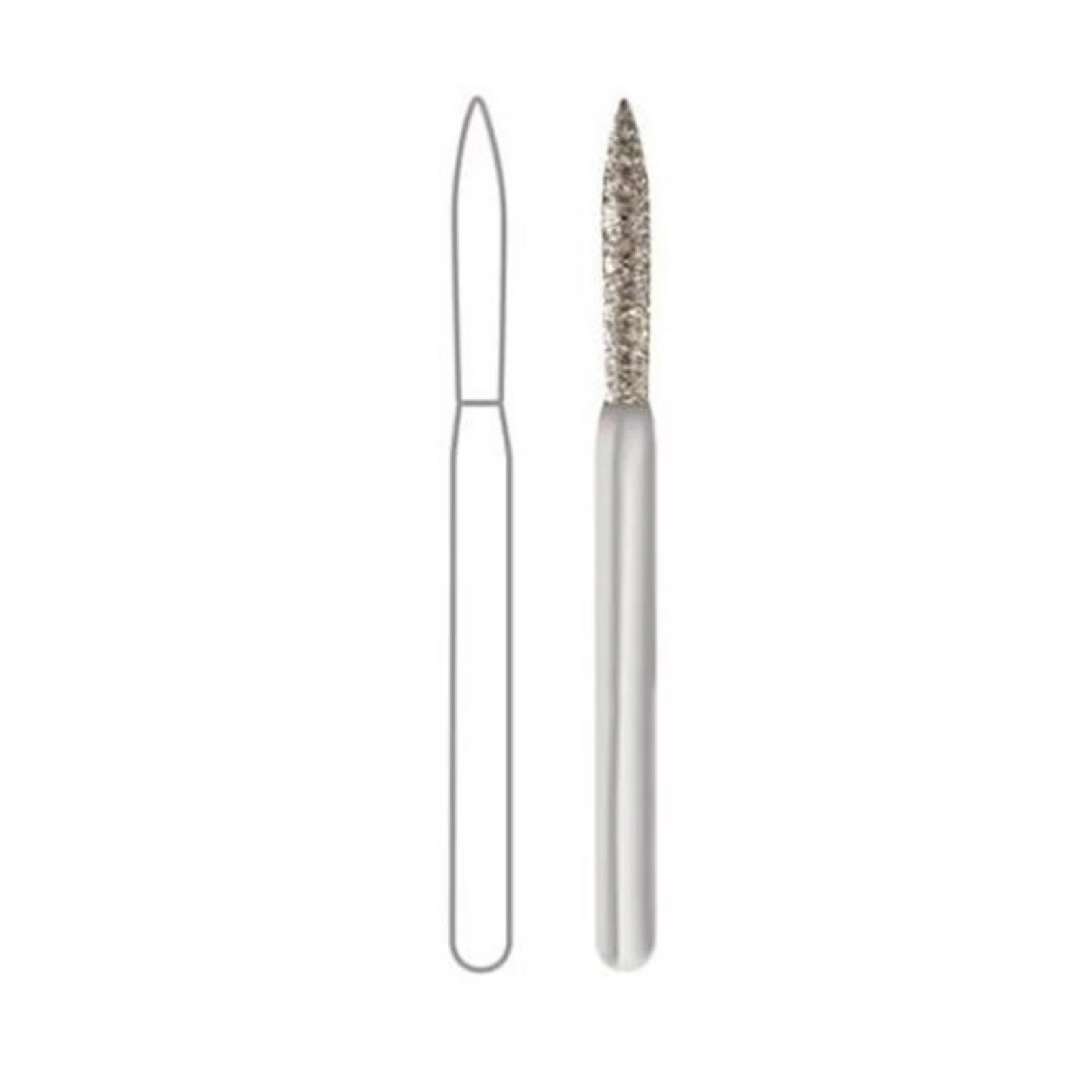 Midwest Once Single Use Diamond Bur – FG, Medium, Flame, #863-012, 1.2 mm Diameter, 10.0 mm Length, 25/Pkg, 1863012M - Midwest® Once™ Single Use Diamond Bur – FG, Medium, Flame, 25/Pkg - # 863, 1.2 mm Diameter, 10.0 mm Length - Image 1