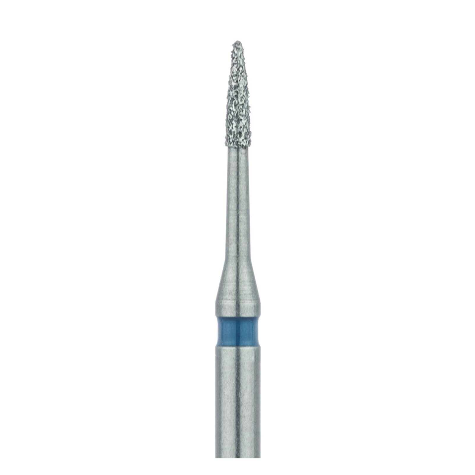 Meisinger 889L-009 FG Diamond Bur, Medium Grit, Blue Ring, Flame/Needle Shape, 0.9 mm Head Diameter, 3.5 mm Working Length, Long Shank, 5/Pack thumbnail 3