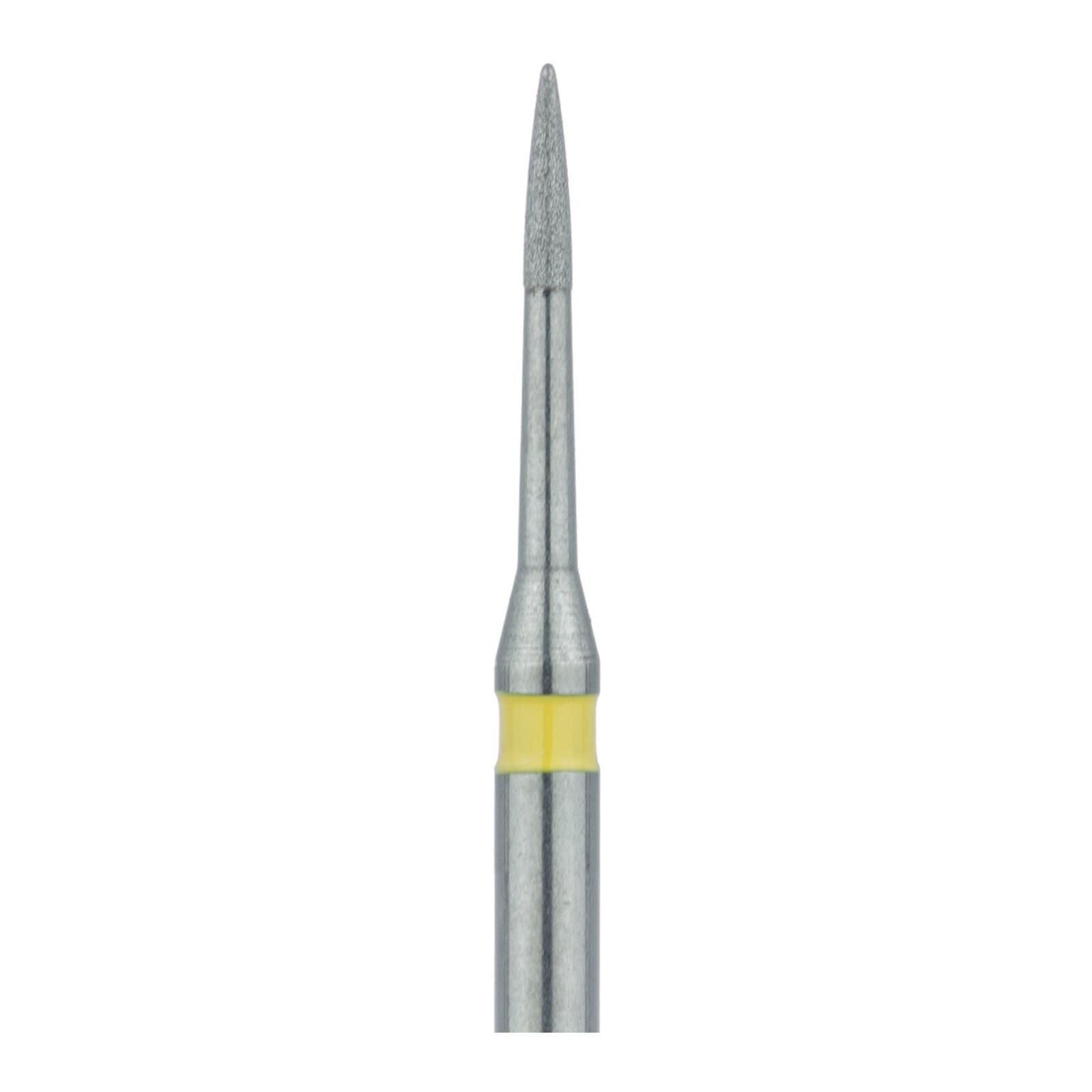 Meisinger 889LC-009-FG Diamond Bur, FG, Extra Fine (Yellow), Flame Shape, Point End, 0.9 mm Head Diameter, 3.5 mm Head Length, 5/Pkg thumbnail 3