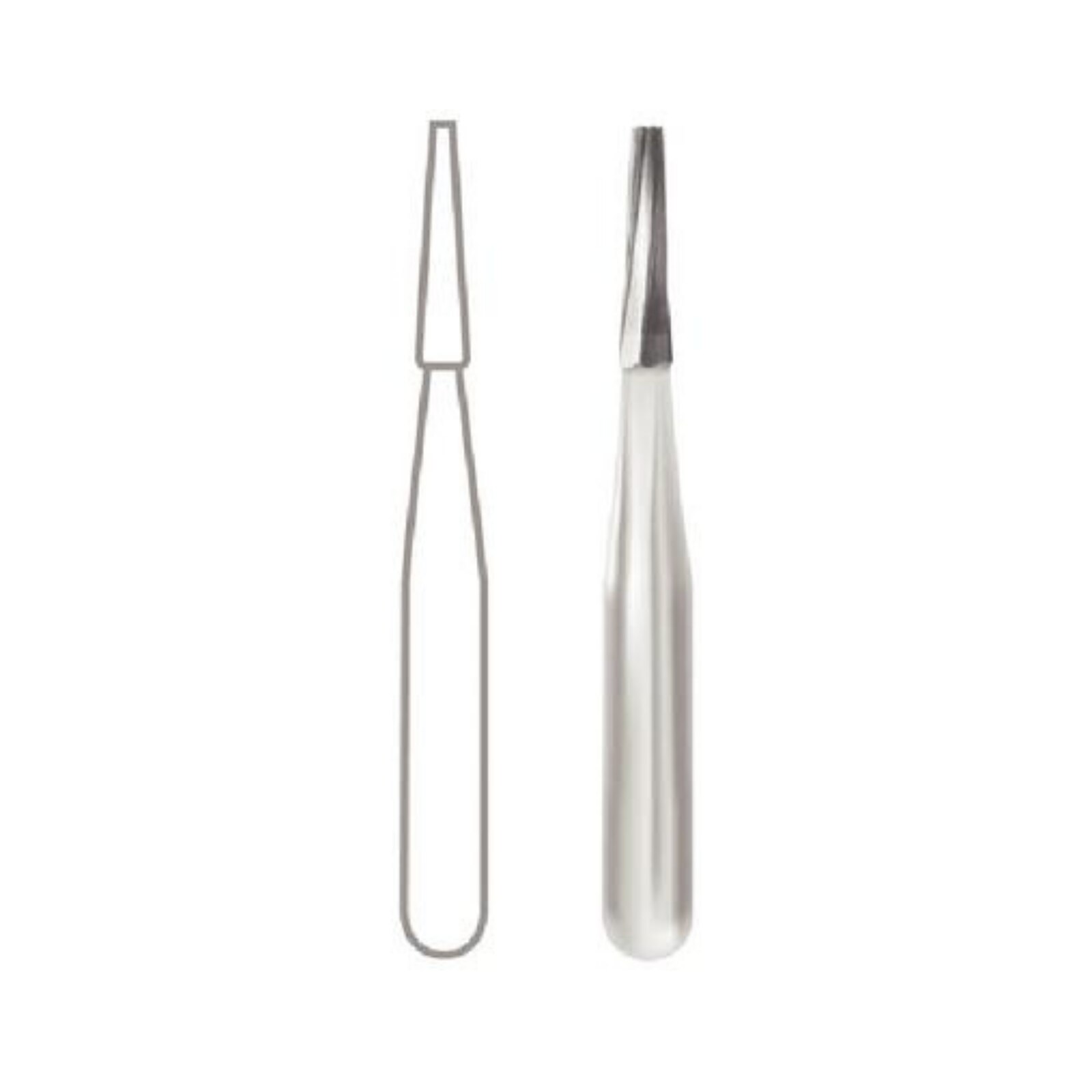 Midwest Operative Carbide Bur #169, Tapered Fissure, Flat End, Friction Grip Short Shank, 0.9 mm Diameter, 3.2 mm Length, 6 Flutes, 100/Bag, 386419 thumbnail 2