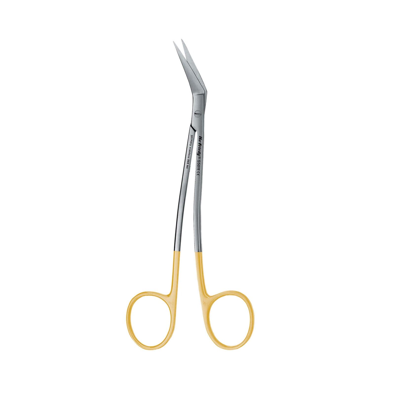 Hu-Friedy Locklin Perma Sharp Scissors, Curved, Open Shank, 6.5", 1 Serrated Blade thumbnail 2