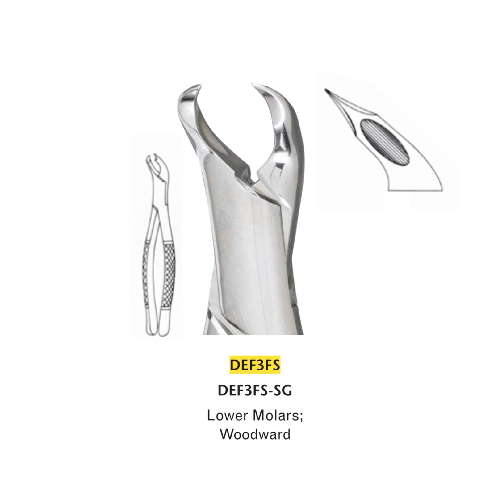 Miltex Extraction Forceps, Stainless Steel, Lower Molars, Woodward, 3FS - Miltex Extraction Forceps - Stainless Steel - Lower Molars - Woodward - Image 1