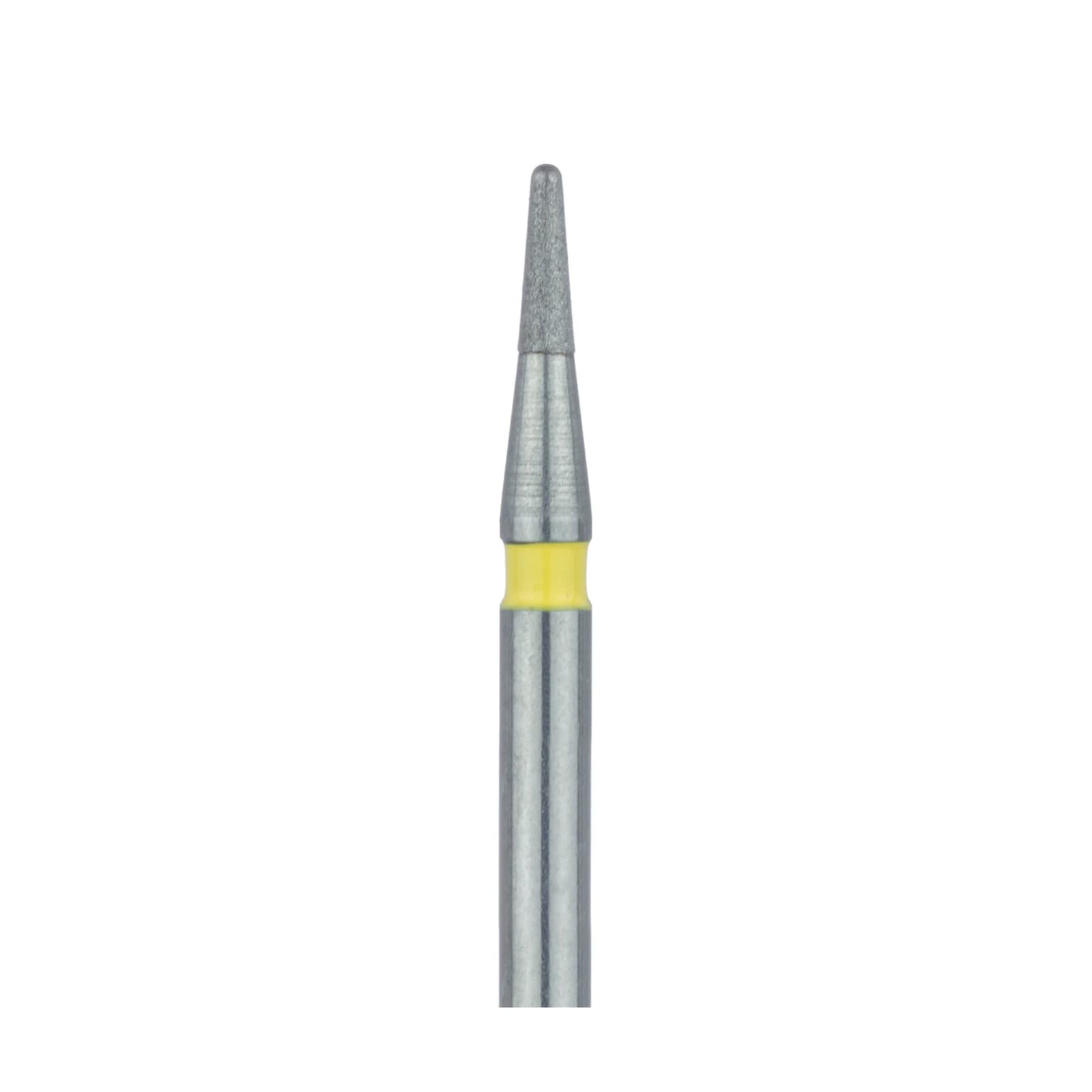 Meisinger 855LC-009-FG Diamond Bur, Round End Tapered Chamfer, Extra Fine (Yellow), 0.9 mm Head Diameter, Friction Grip, 5/Pack - Meisinger Diamonds 855LC-009-FG X-Fine 5/Pk - Image 1