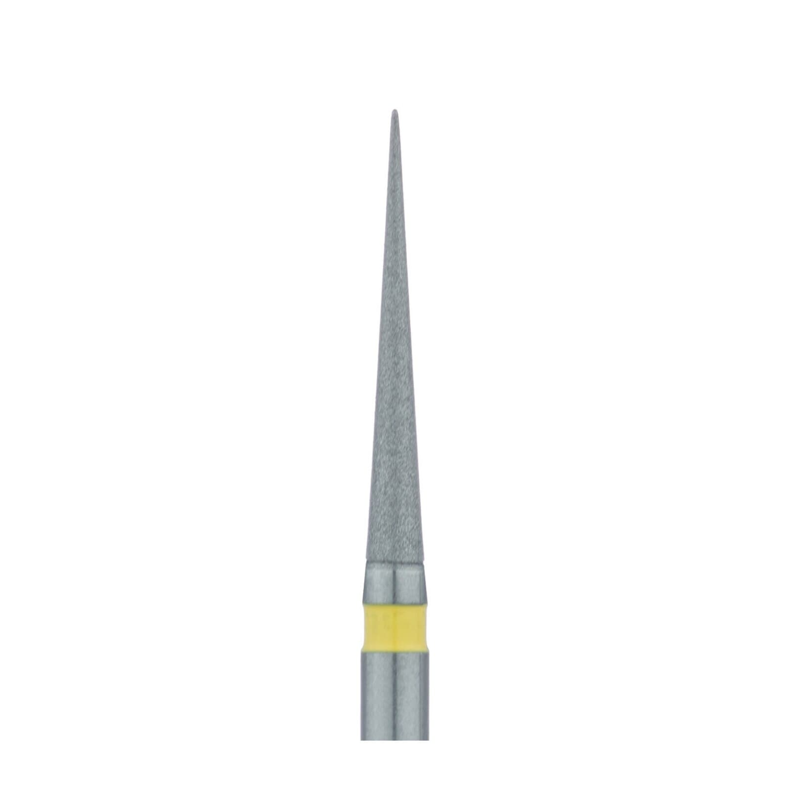 Meisinger 859C-012-FG Diamond Bur, Extra Fine (Yellow), Needle Shape, 1.2 mm Head Diameter, 10 mm Head Length, Friction Grip, 5/Pkg thumbnail 3