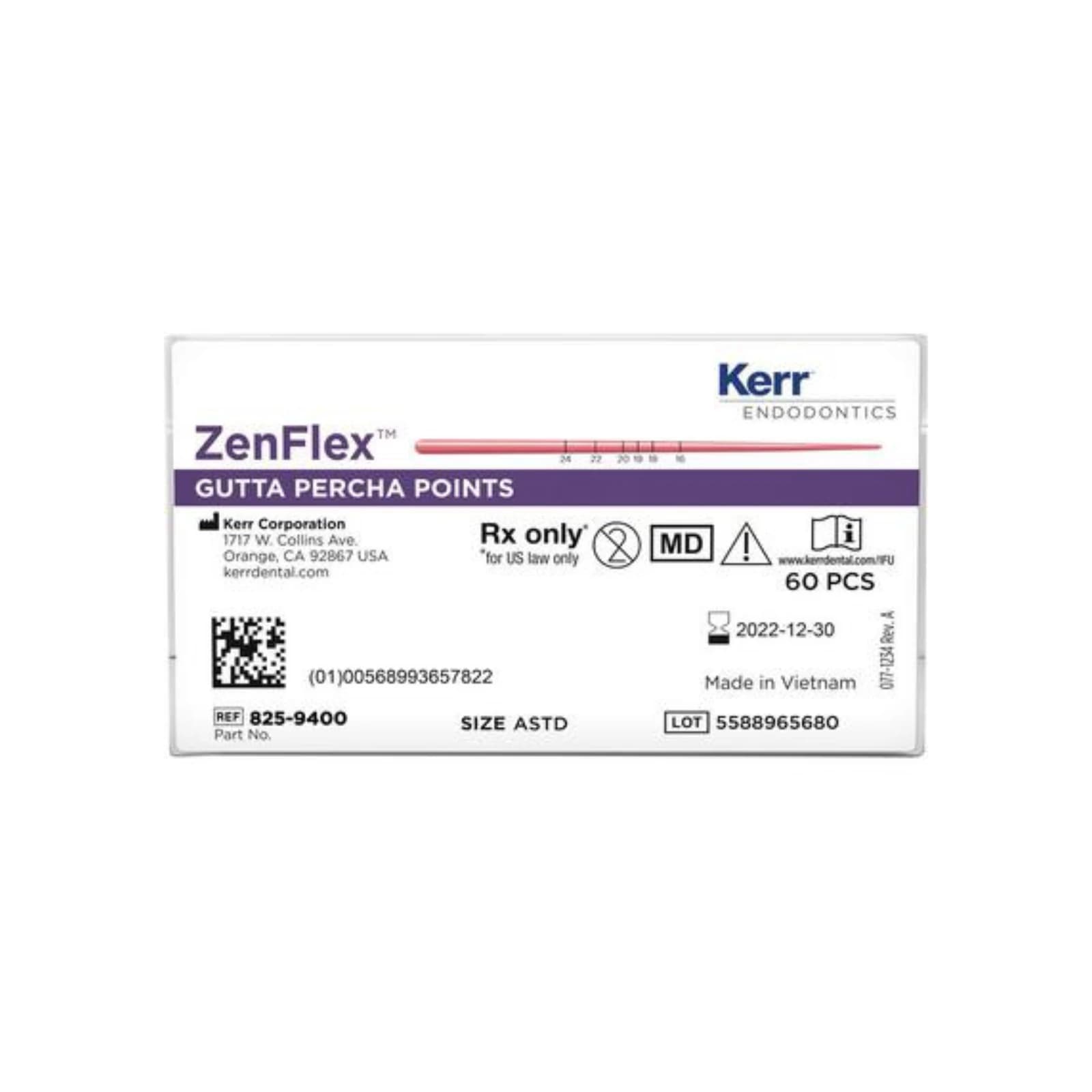 Kerr Dental ZenFlex Gutta Percha Points, .04 Taper, Size 35 (0.35 mm Tip), ISO Color-Coded Green, 50/Pk, 825-9435 thumbnail 2