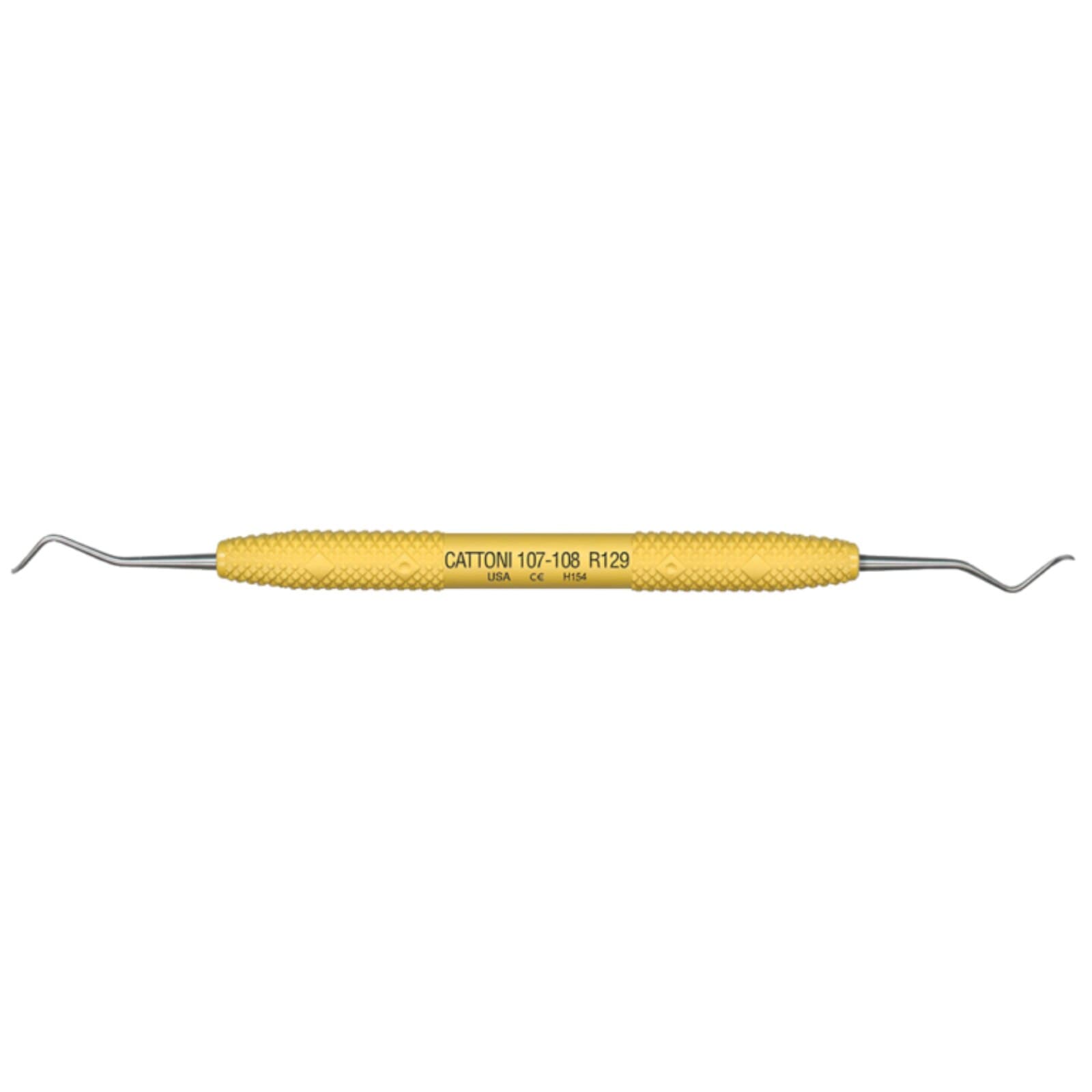 PDT Cruise Cattoni 107-108 Posterior Scaler, Double-Ended, Yellow Resin Handle, R129 thumbnail 2