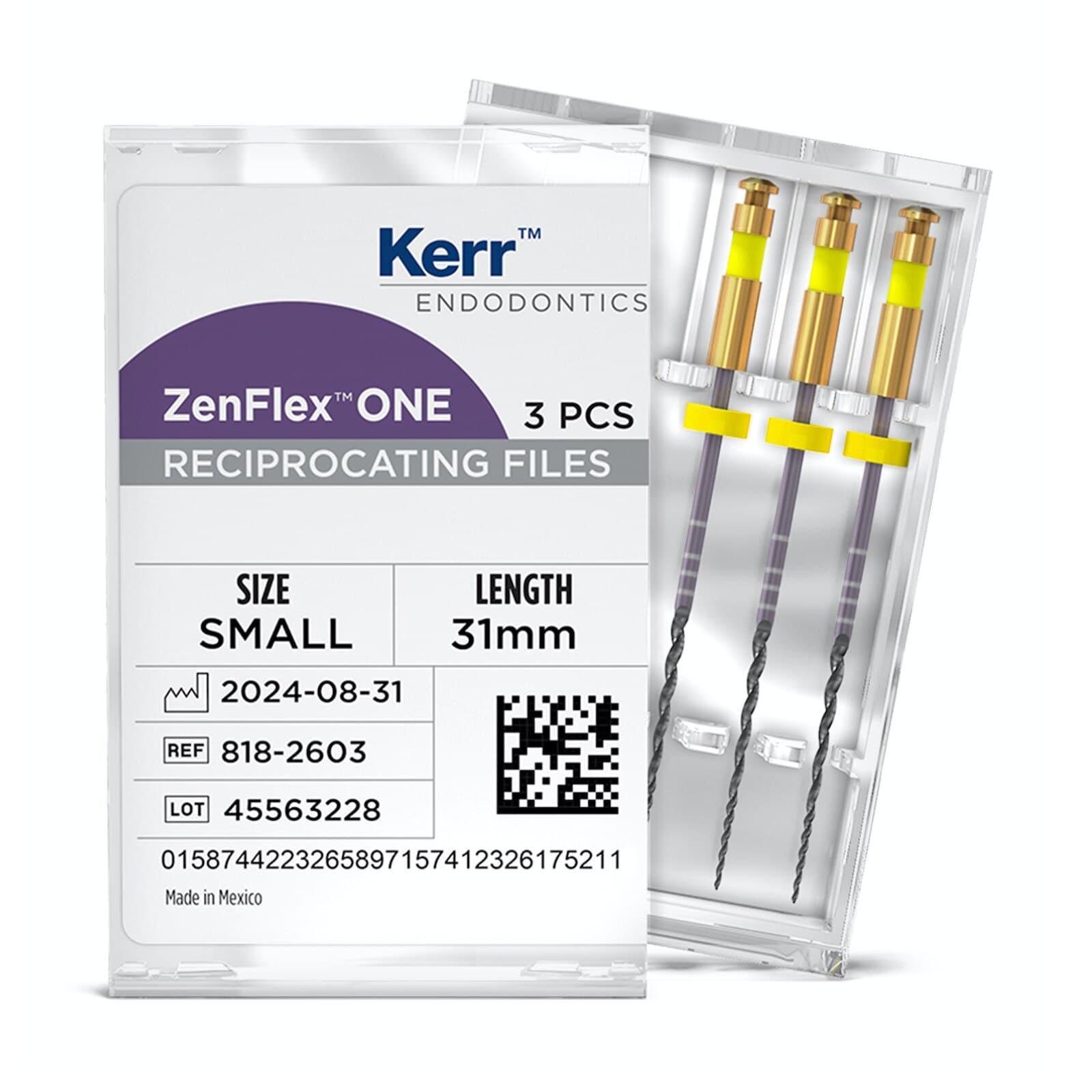 ZenFlex™ ONE Reciprocating NiTi File, Small, Yellow, .20/.06, 31mm, 3/Pk, 818-2603 thumbnail 3