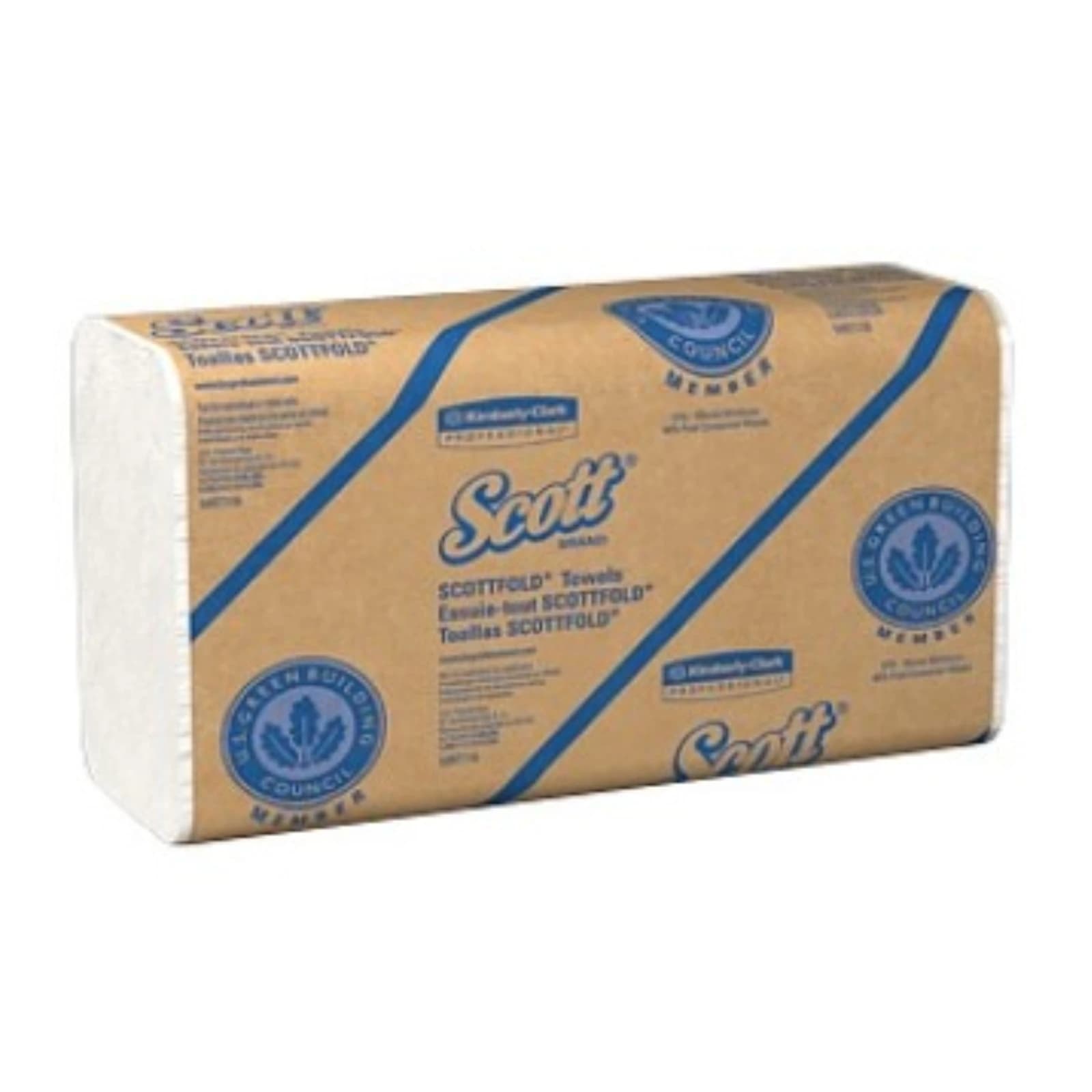 Scott ScottFold 1-Ply Paper Towels, 9.4" x 12.4", White, One-at-a-Time Dispensing, 175 Sheets/Pack, 25 Packs/Case (4375 Towels) - Scott ScottFold Towels 1-Ply 175/Sheets x 25/Cs - Image 1