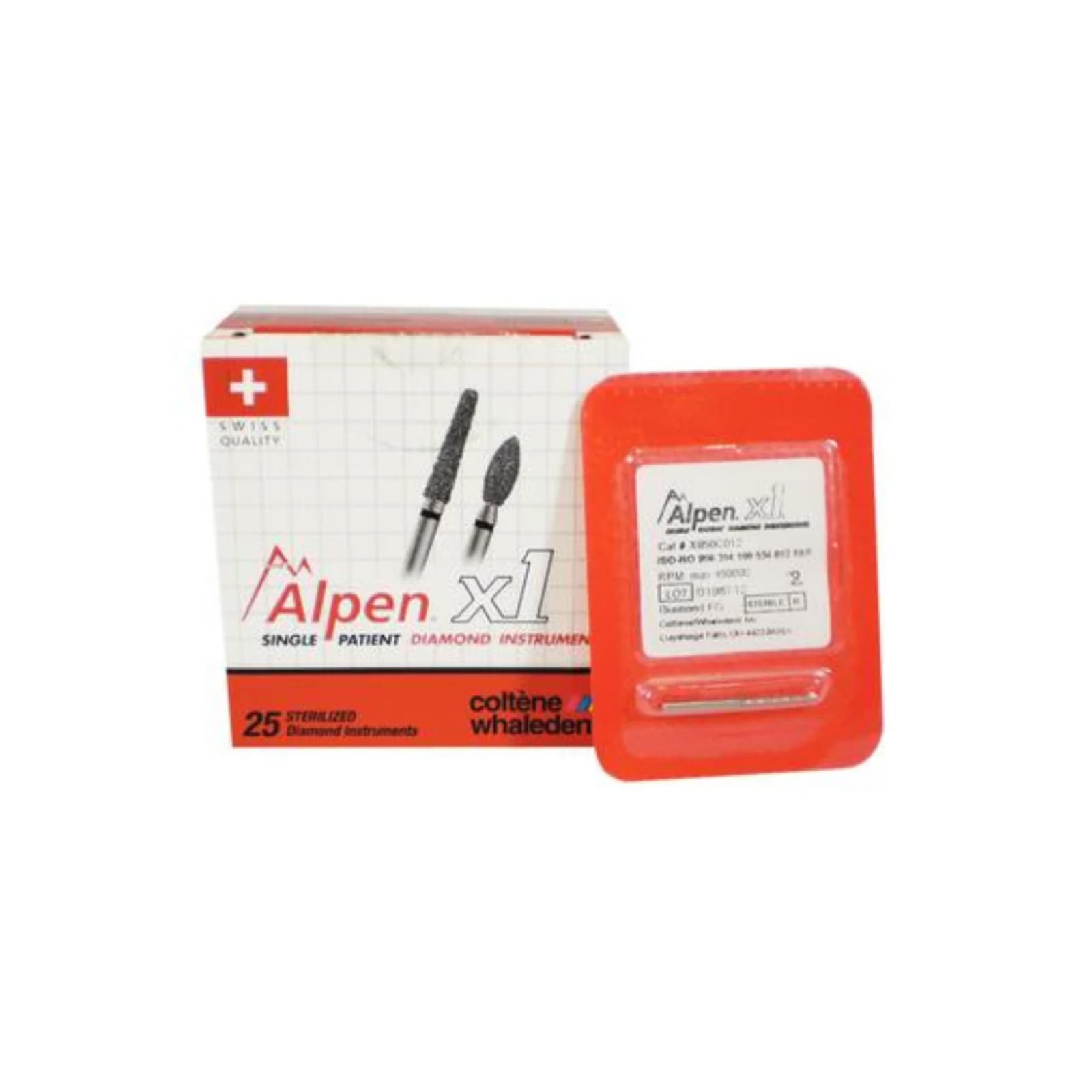 Alpen X1 Single-Use Diamond Bur, FG, Medium Grit, Pointed Cone, #858-014, 1.4 mm Diameter, 8.0 mm Length, 25/Pk - Alpen X1 Sterile Singe-Use Diamonds FG 858-014 Medium 25/Pk - Image 1