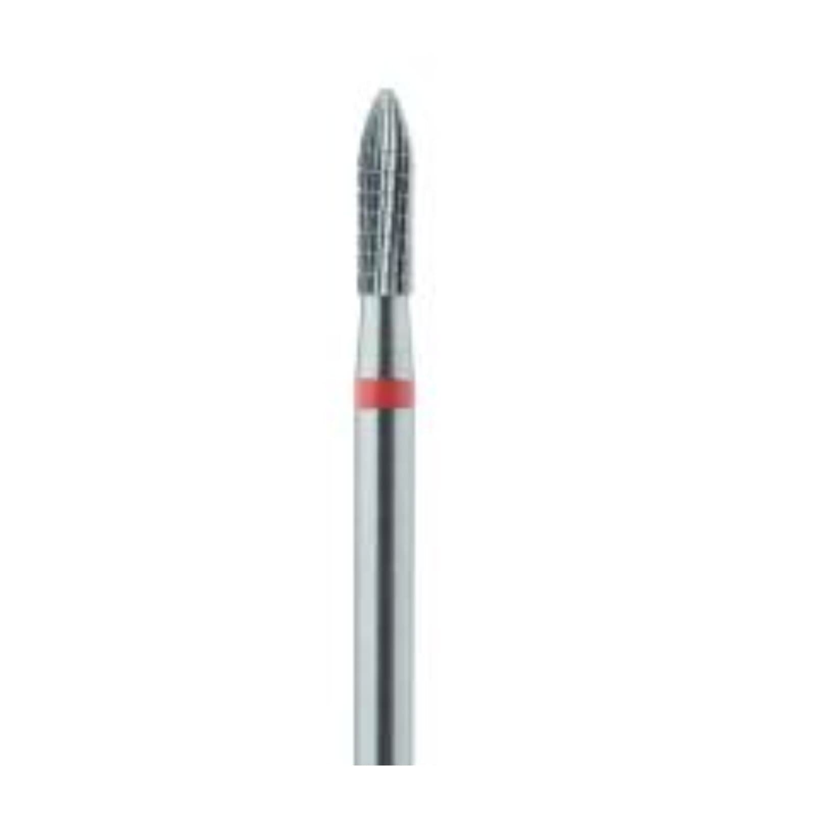 Meisinger Tungsten Carbide Cutter HP, FX, Round End, X-Cut Fine, Red Ring, Torpedo Conical, HM 139FX-023, 2.3 mm Diameter, 8.0 mm Head Length thumbnail 2