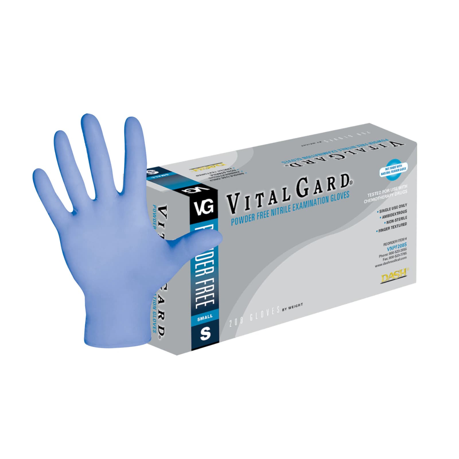 VitalGard® Nitrile Exam Gloves, Powder Free, Latex Free, Non-Sterile, Medium, Blue, Textured, 100/Box, VNPF100M thumbnail 10